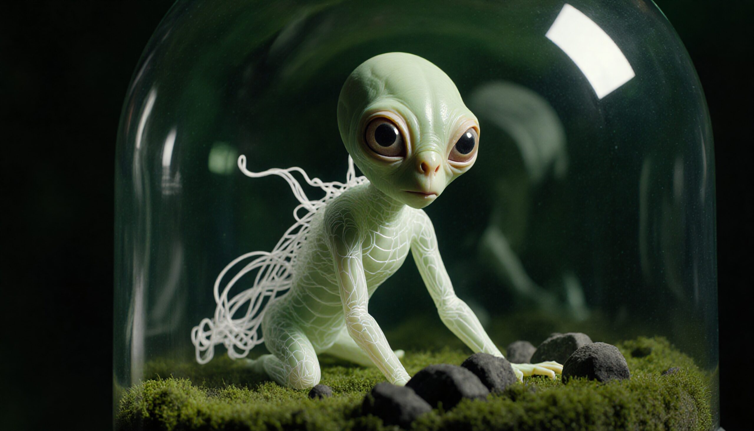 Enigmatic Creature in Glass Enclosure