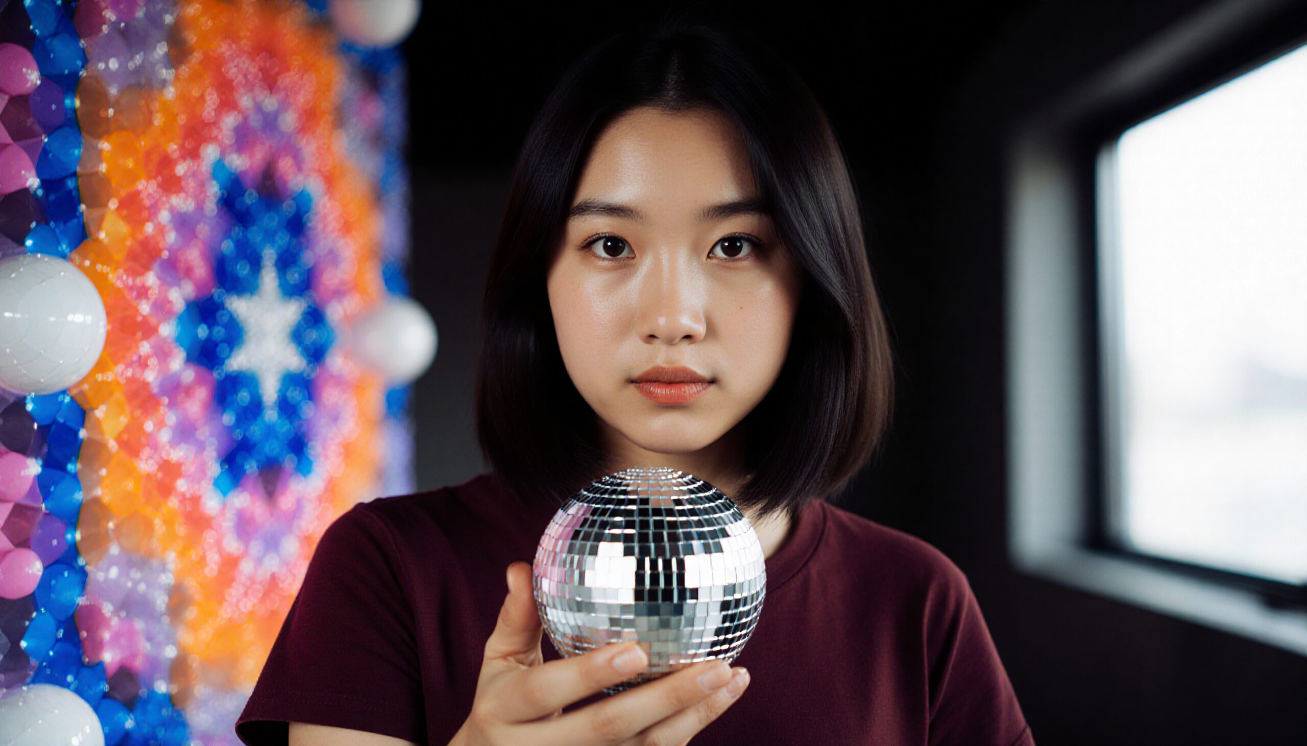 Peaceful Reflection with Disco Ball