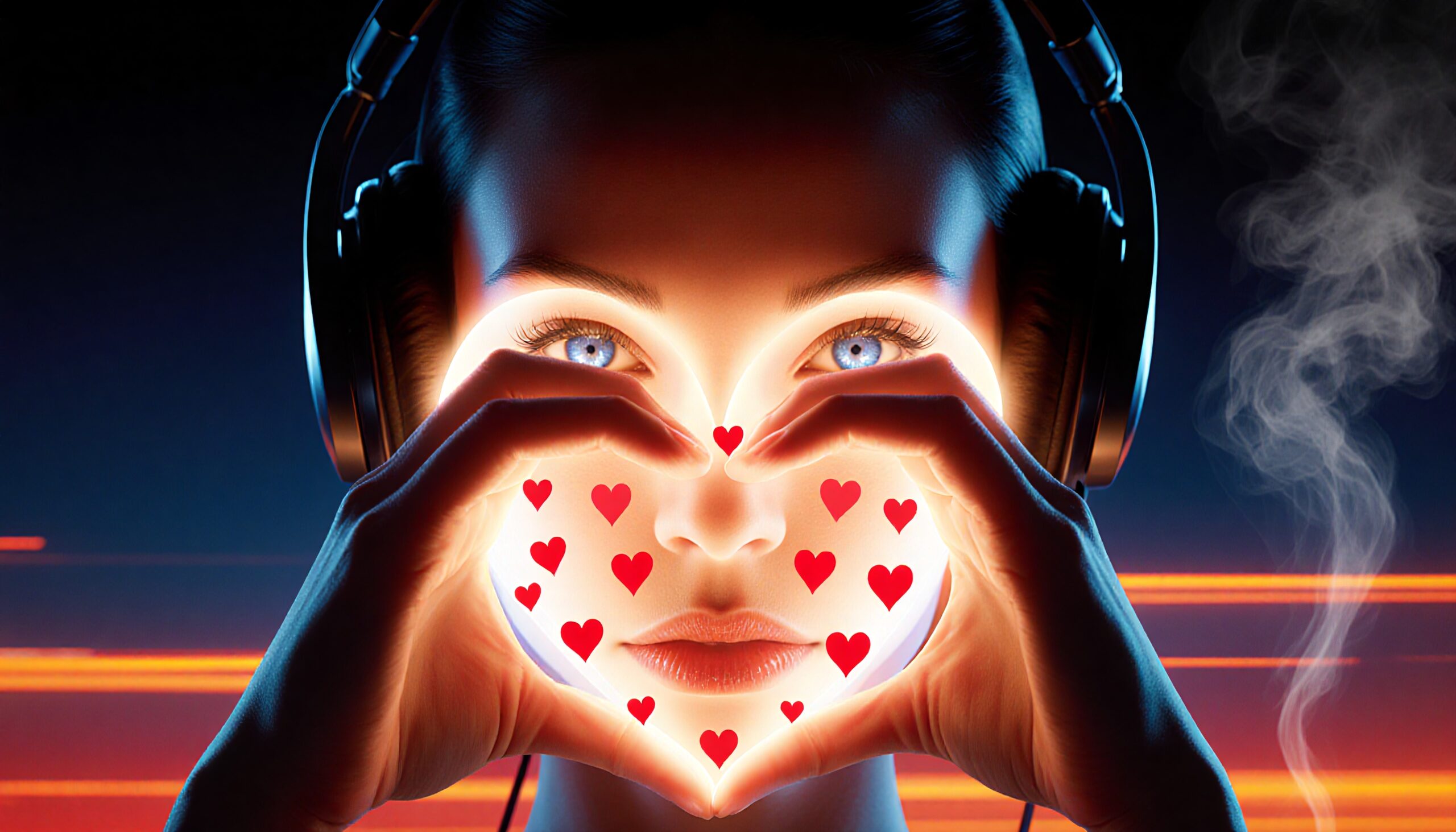 Heart-Shaped Gesture and Headphones