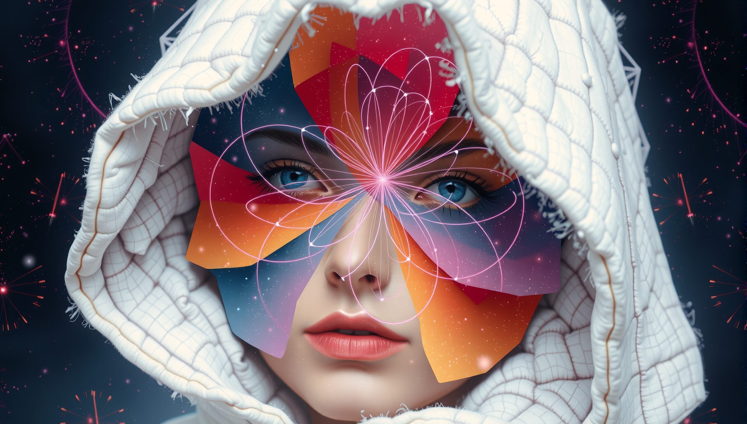 Surreal Geometric Face Artistry