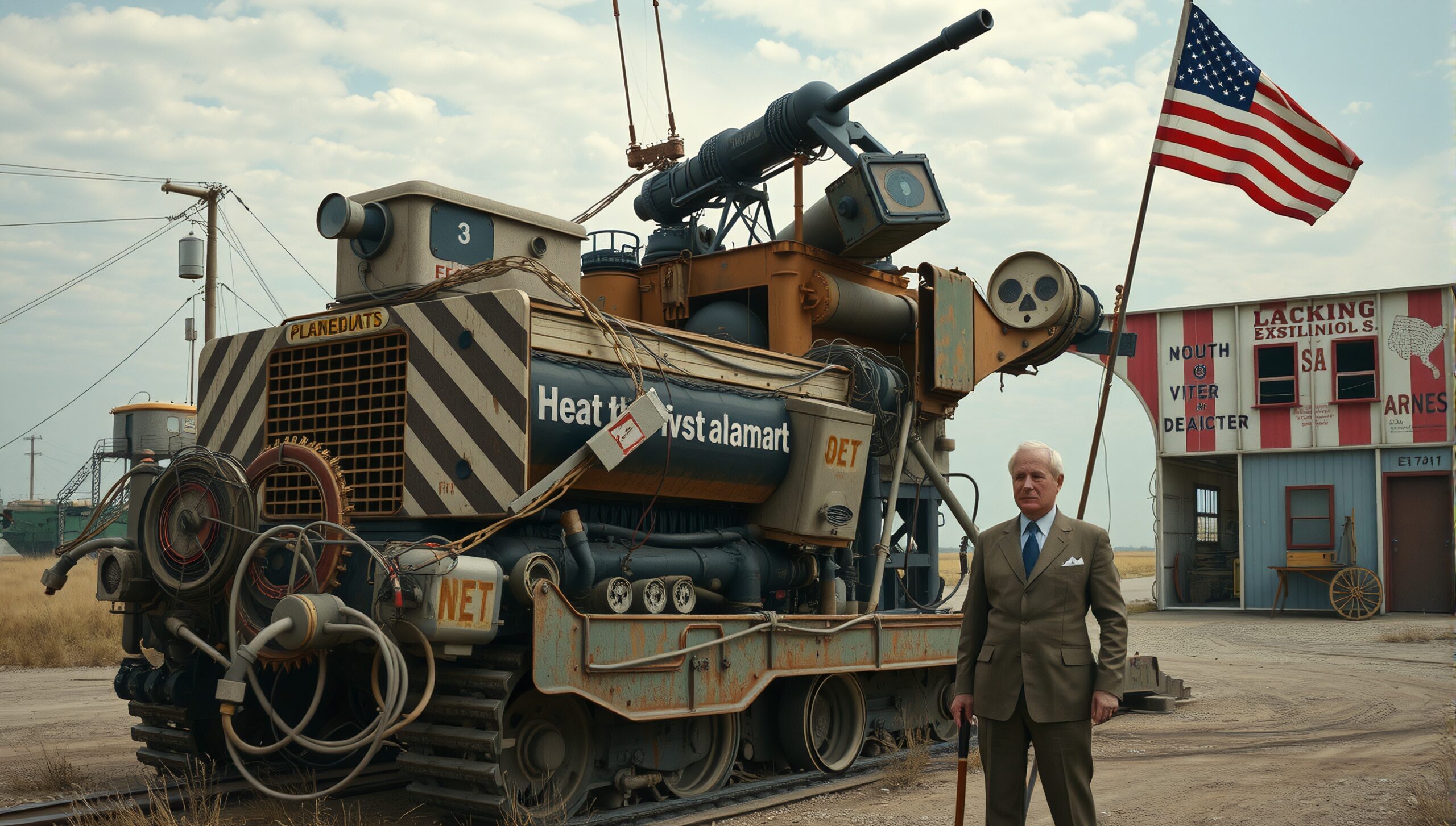 Industrial Machine with American Flag