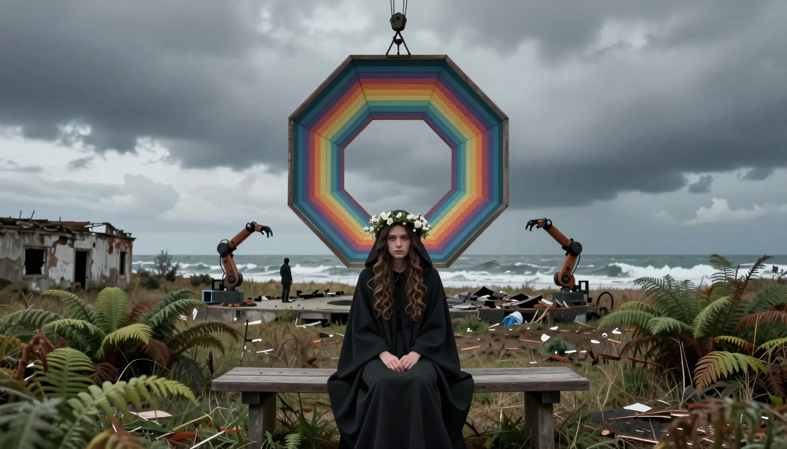 Mysterious Beachfront Installation Scene