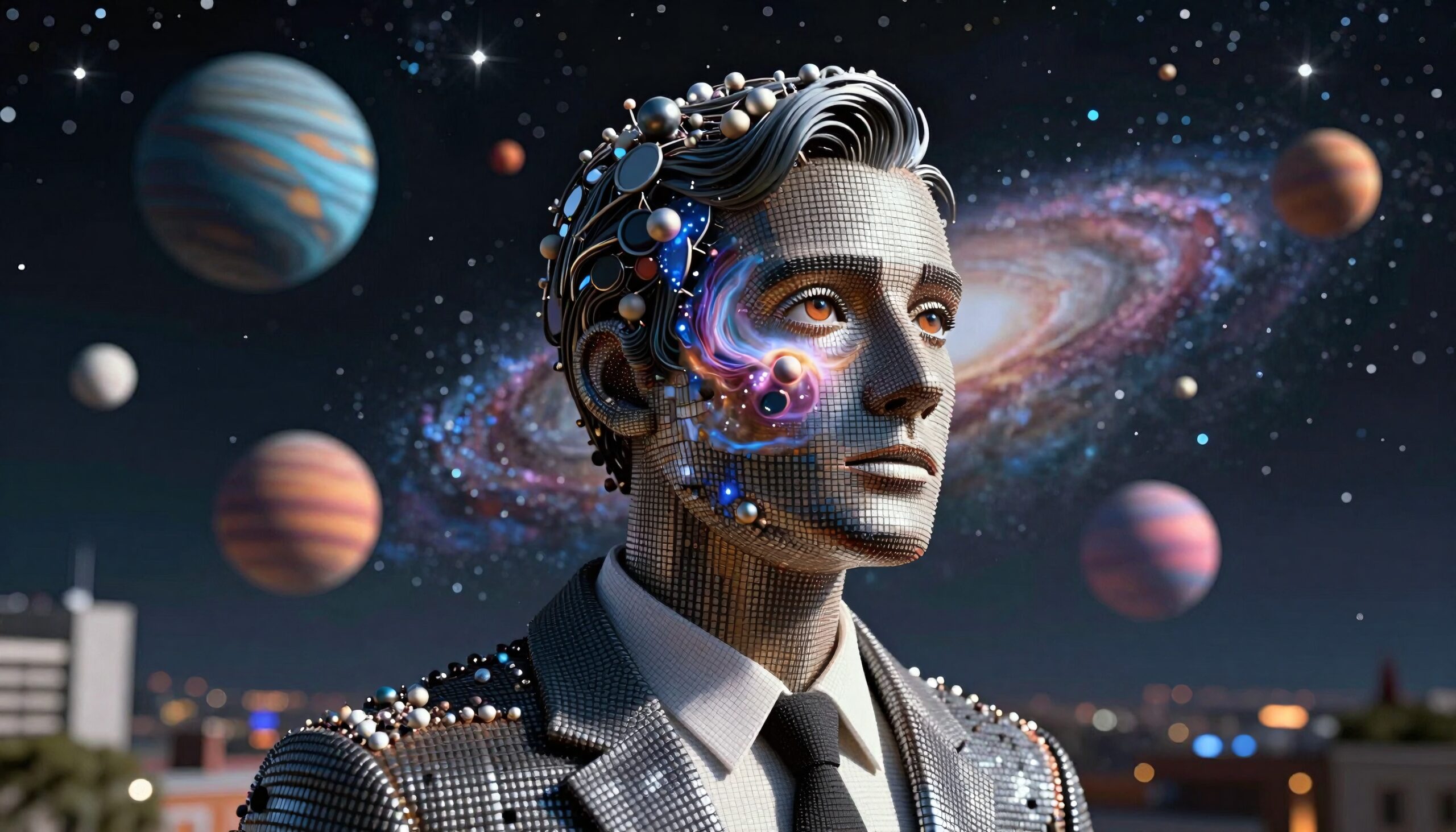 Futuristic Cosmic Cyborg Gaze