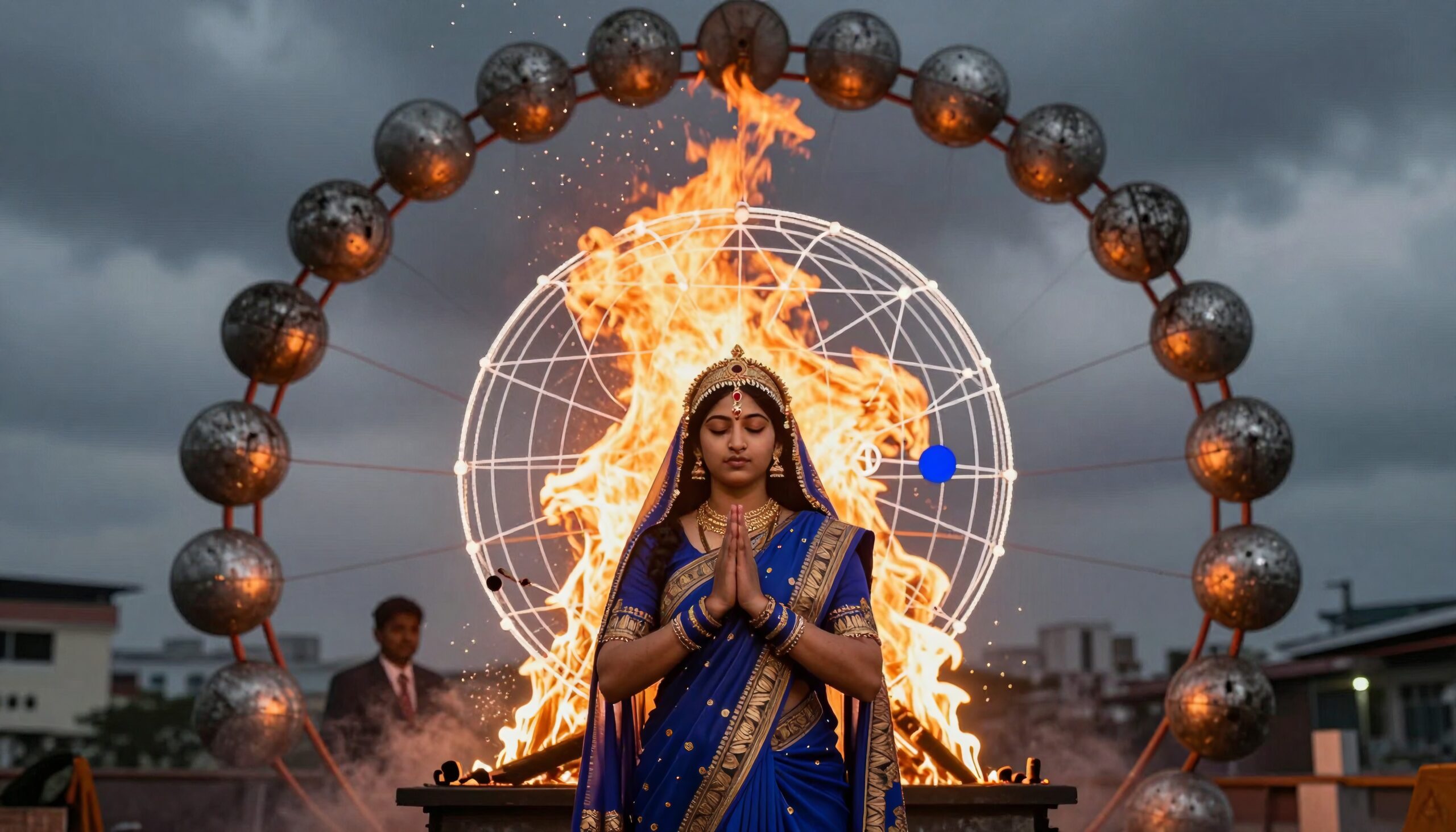 Spiritual Meditation amidst Sacred Fire
