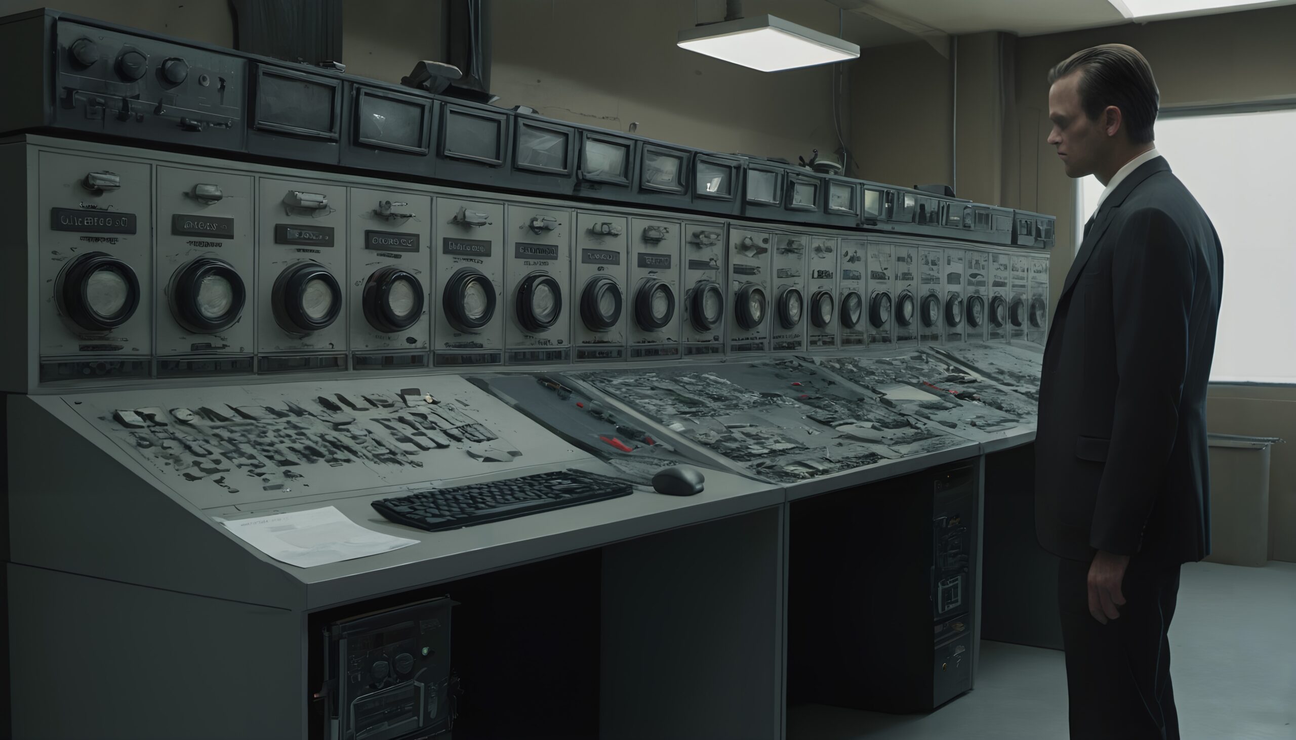 Retro Control Room with Man