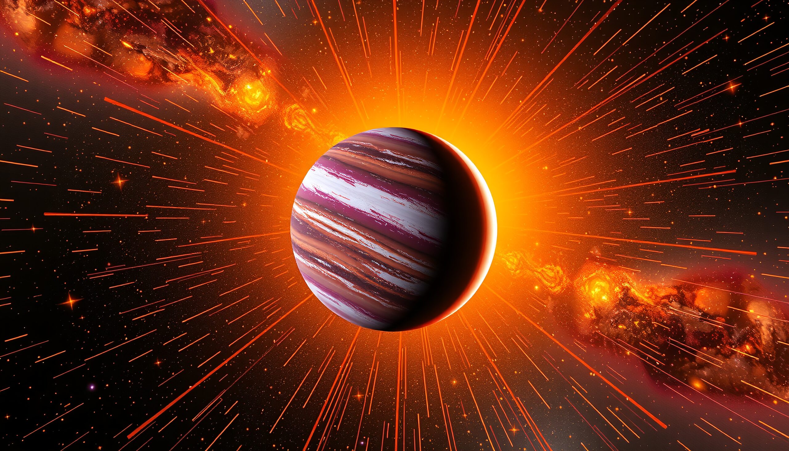 Majestic Cosmic Radiance with Planet