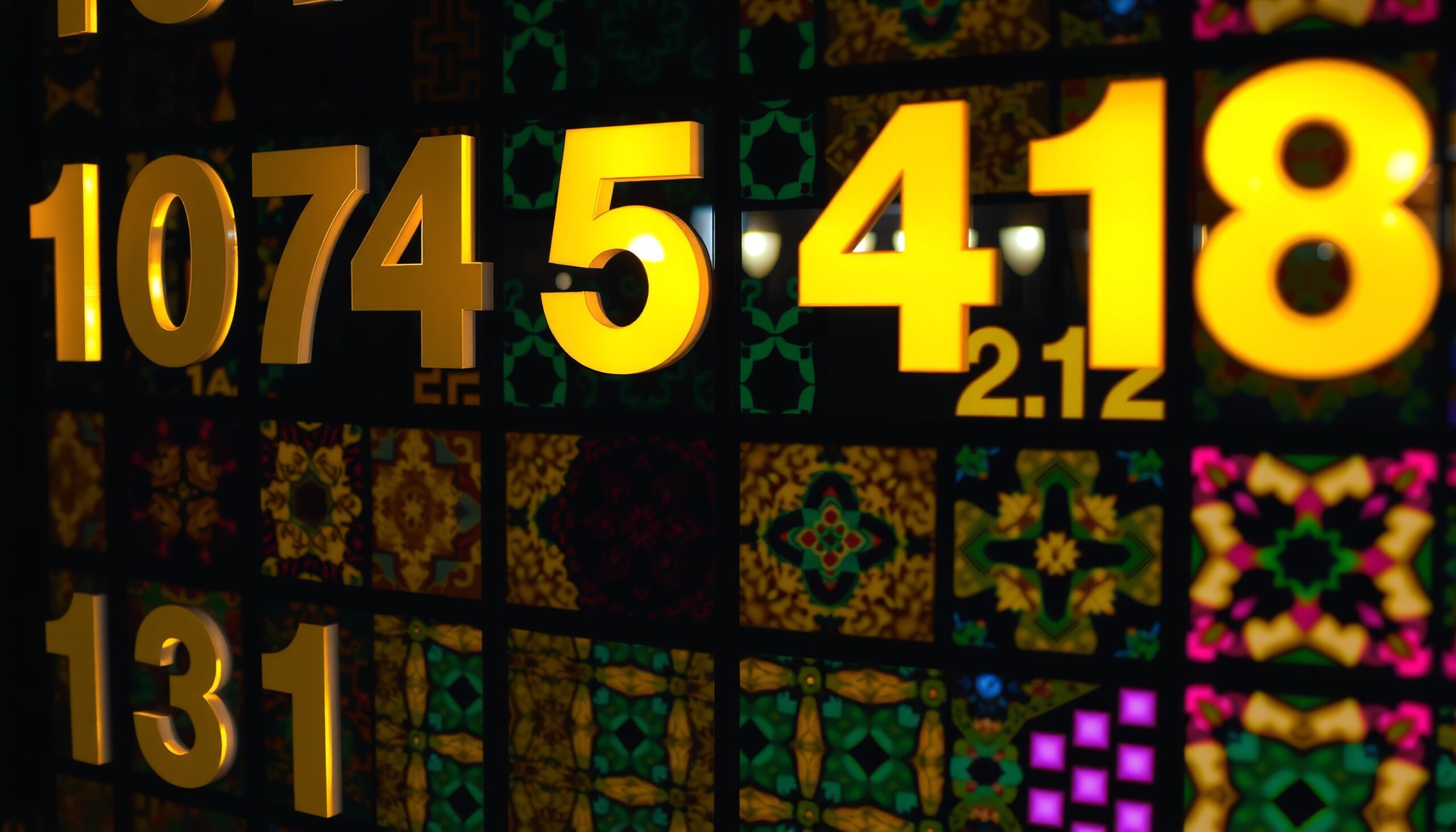 Illuminated Numbers on Geometric Background