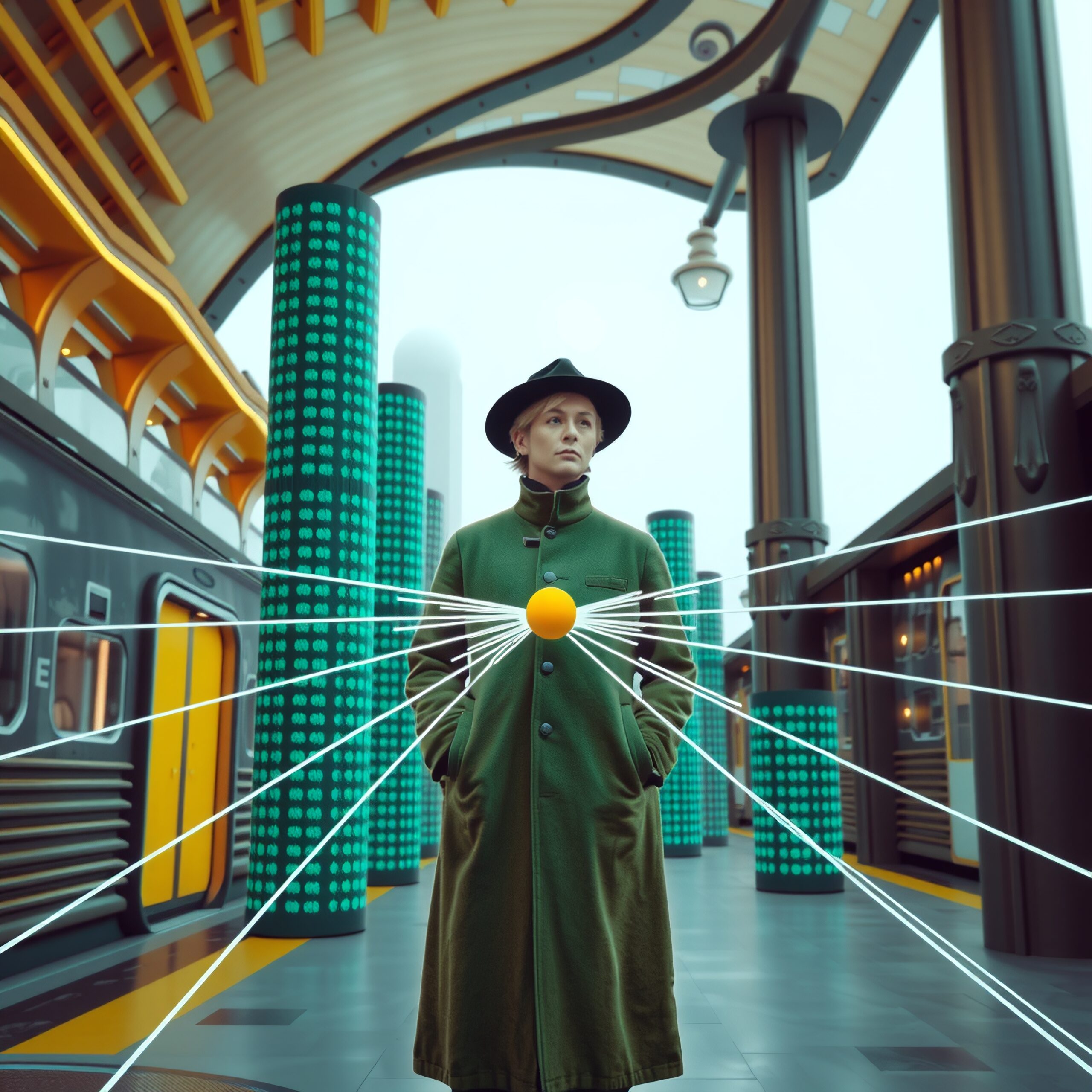 Futuristic Train Station Fashion Scene