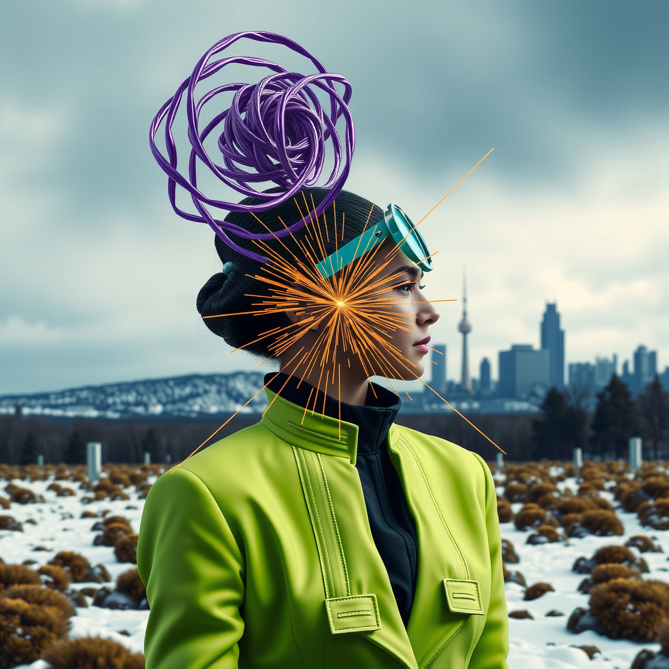Futuristic Fashion in Snowy Landscape