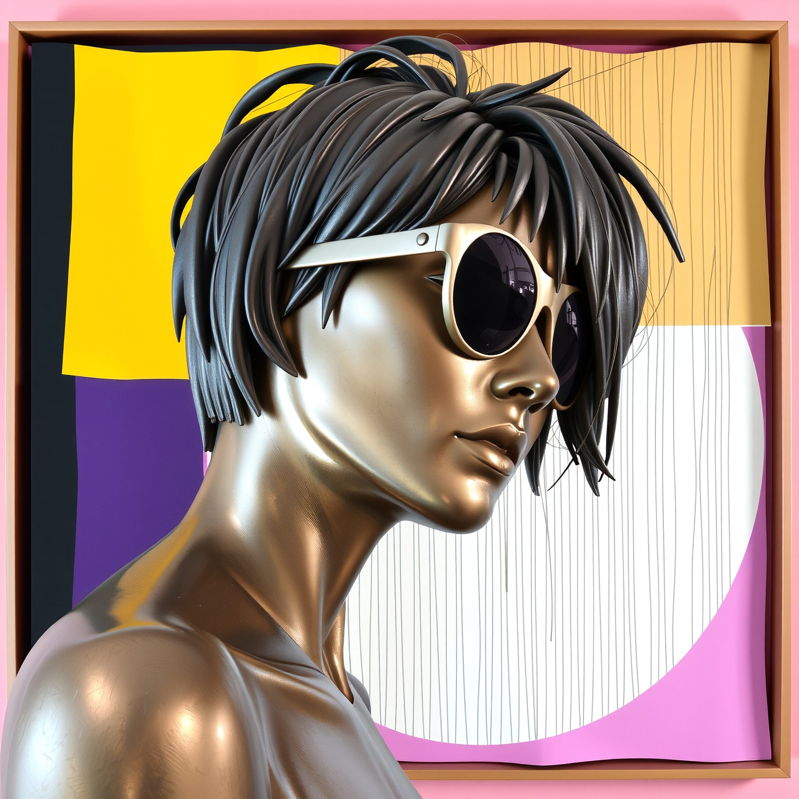 Bronze Sculpture with Sunglasses Art