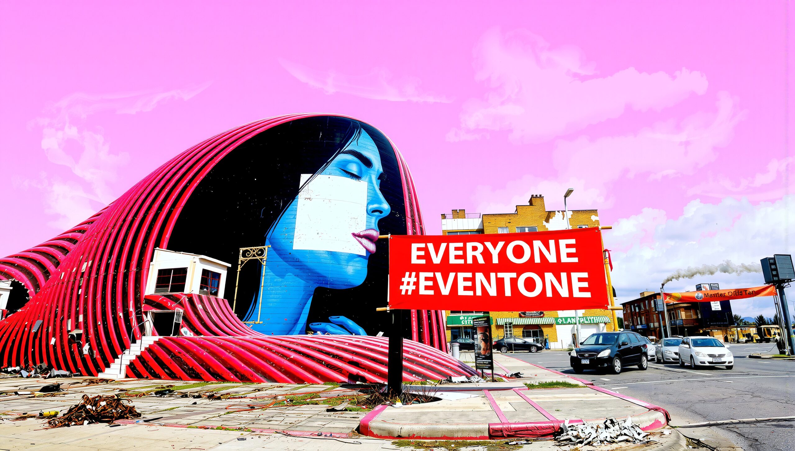 Vibrant Street Corner Urban Art