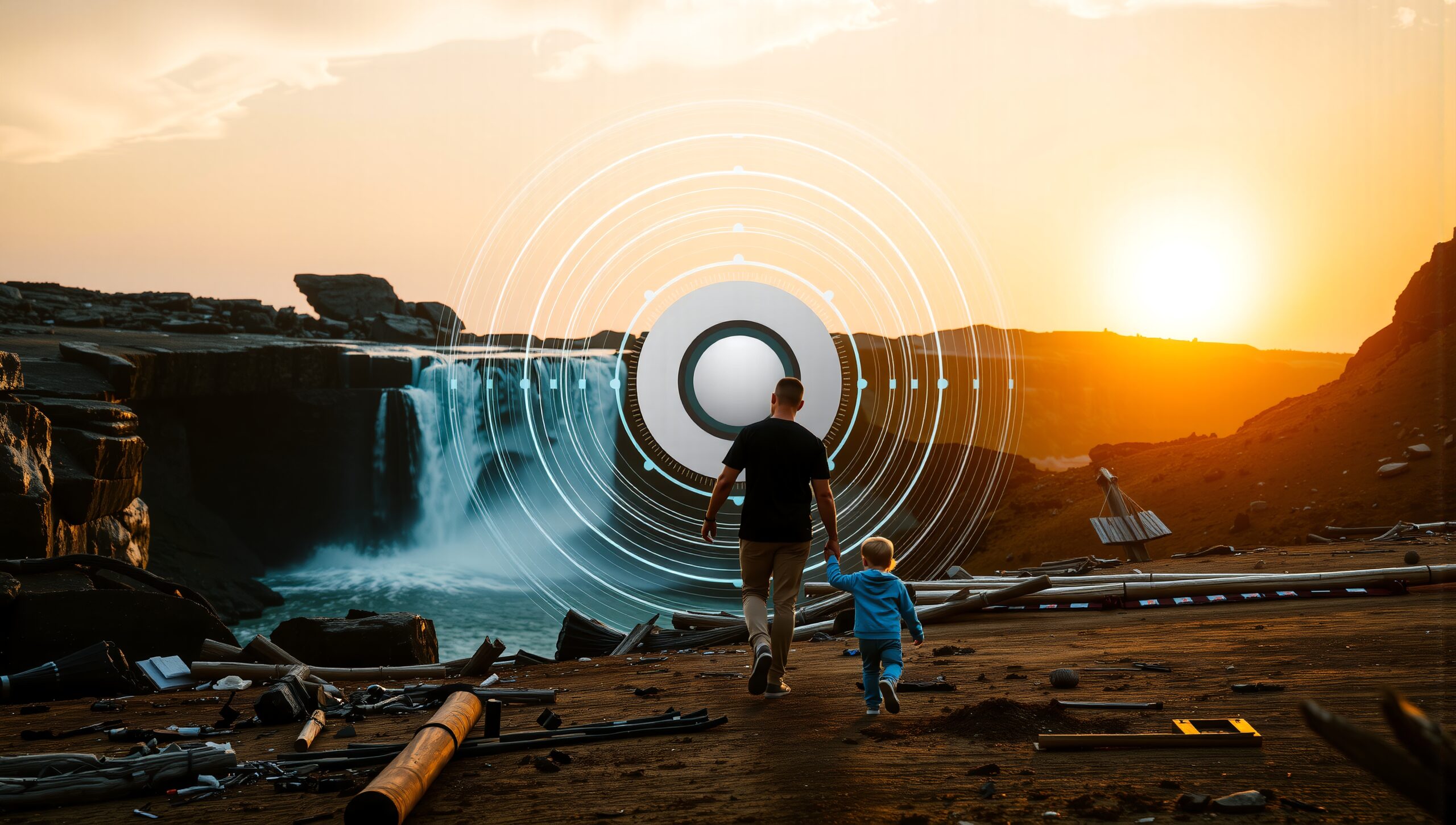 Journey into a futuristic sunset