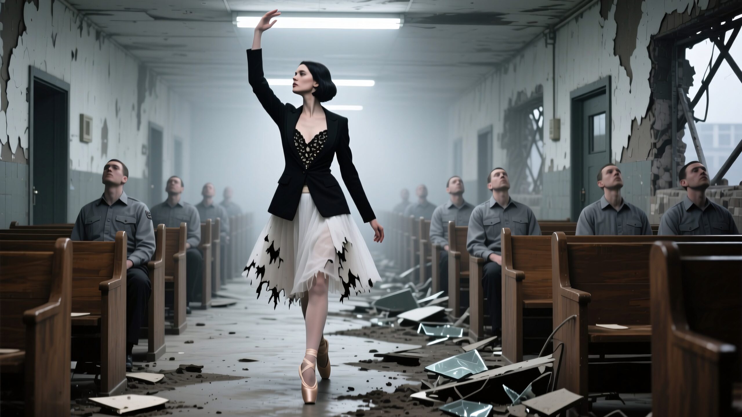 Ballerina Walks Through Broken Glass