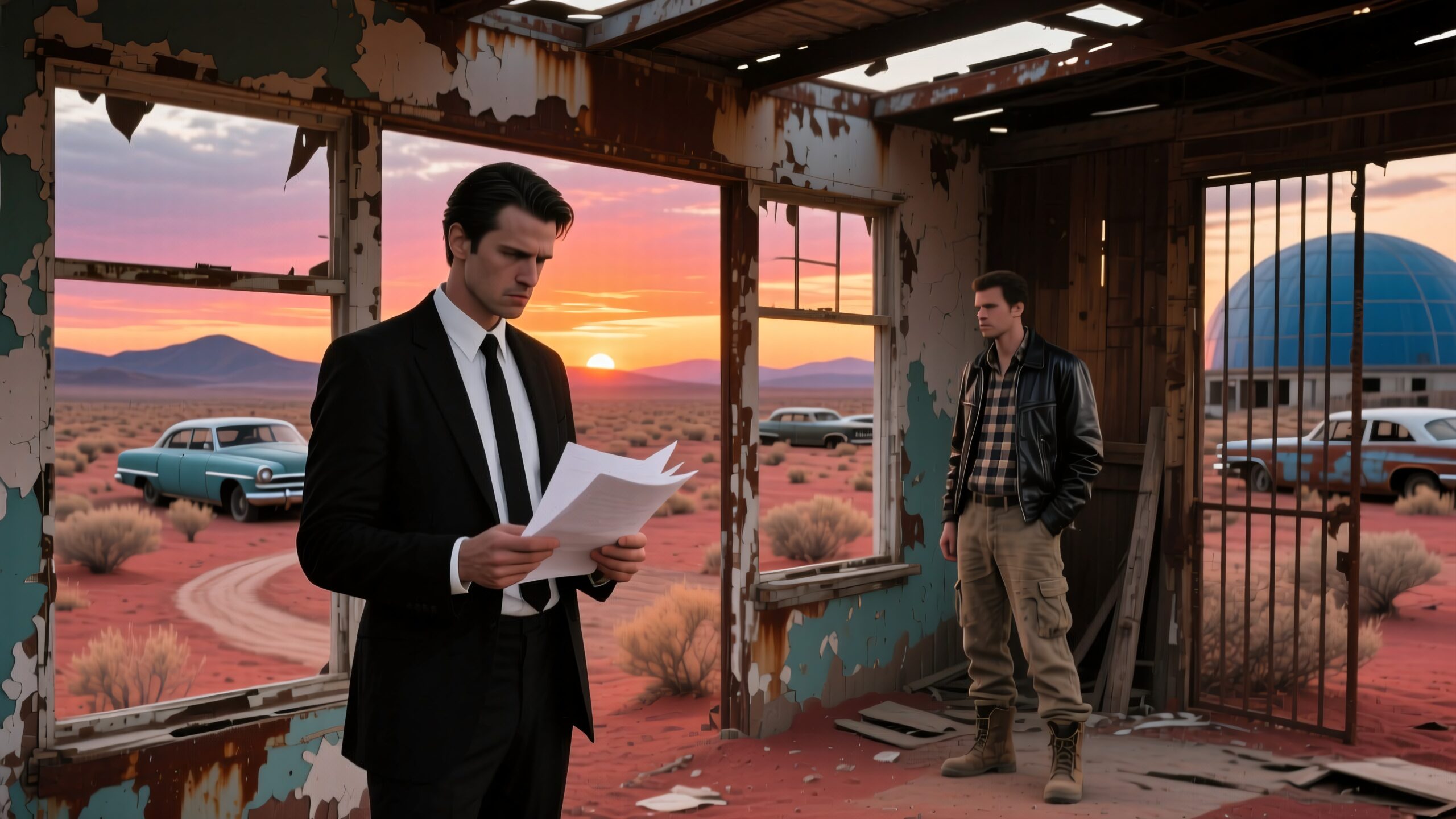 Desert Encounter at Sunset