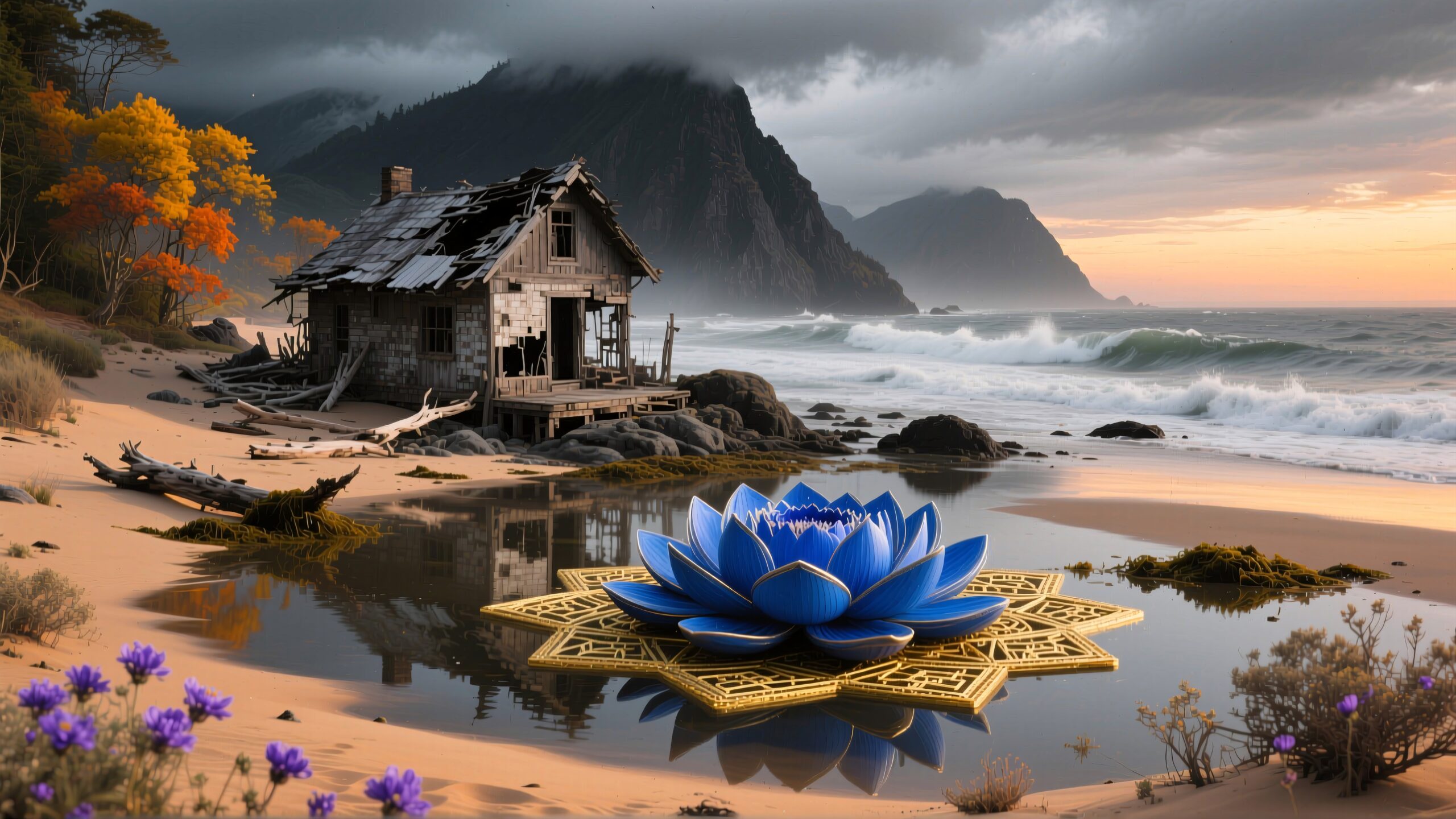Mystical Lotus by Abandoned House