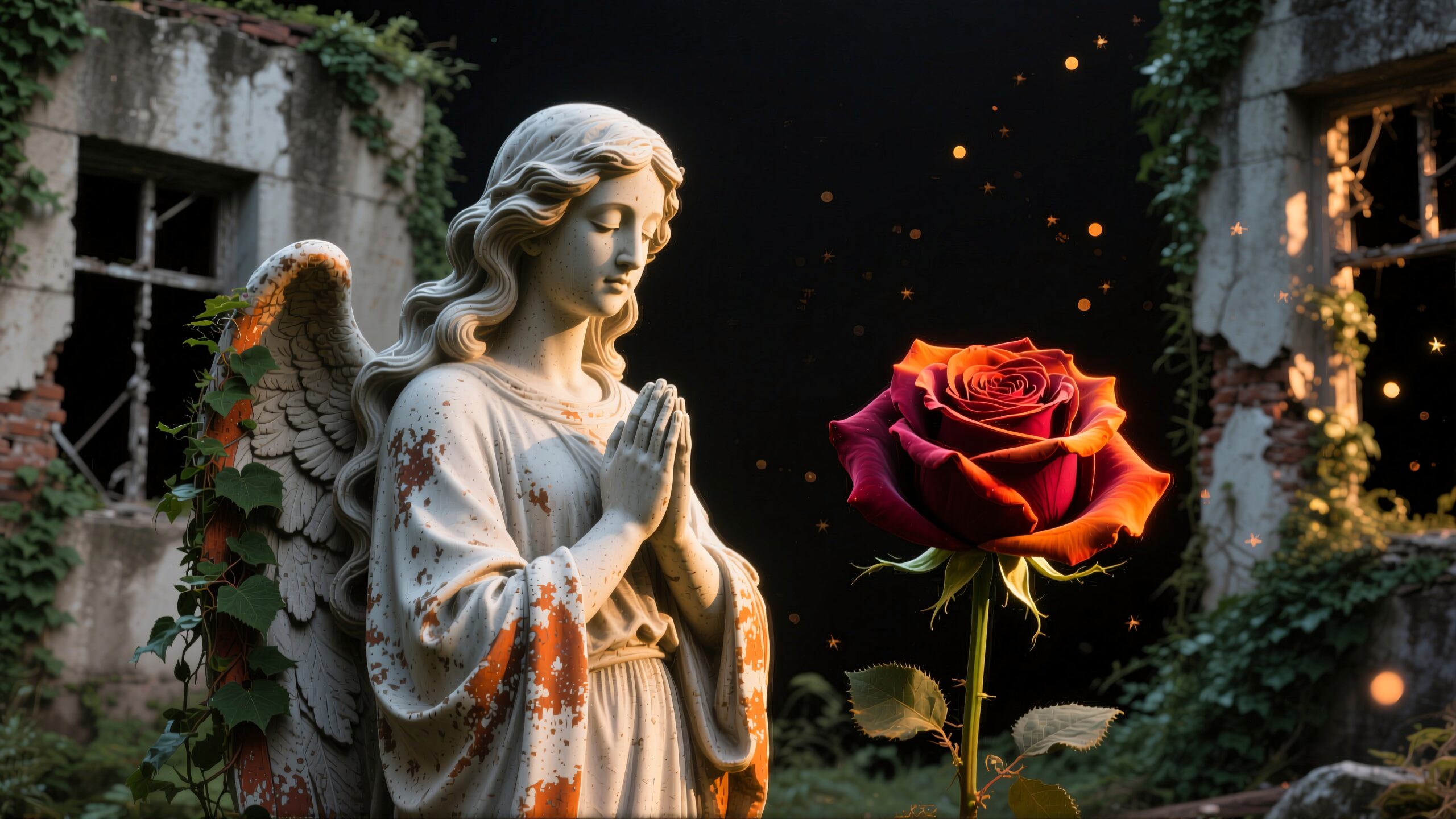 Angel and Rose Ethereal Scene