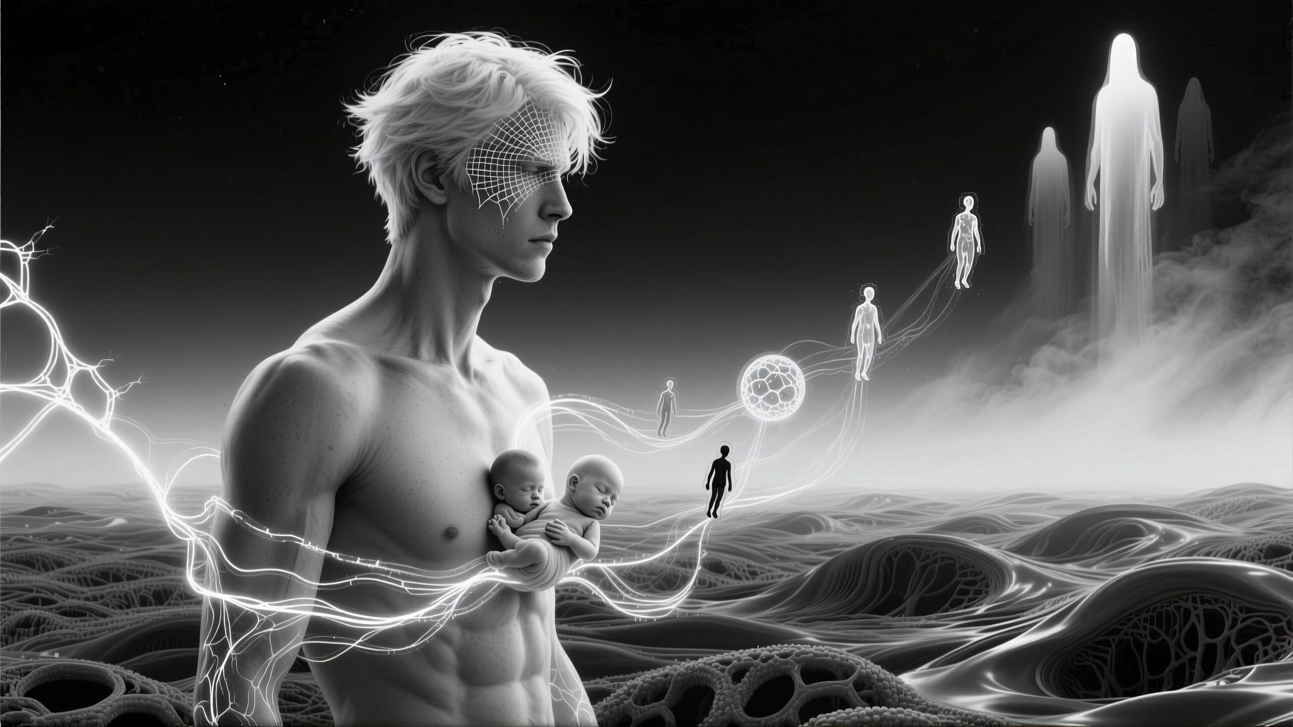 Futuristic Human Evolution Depiction