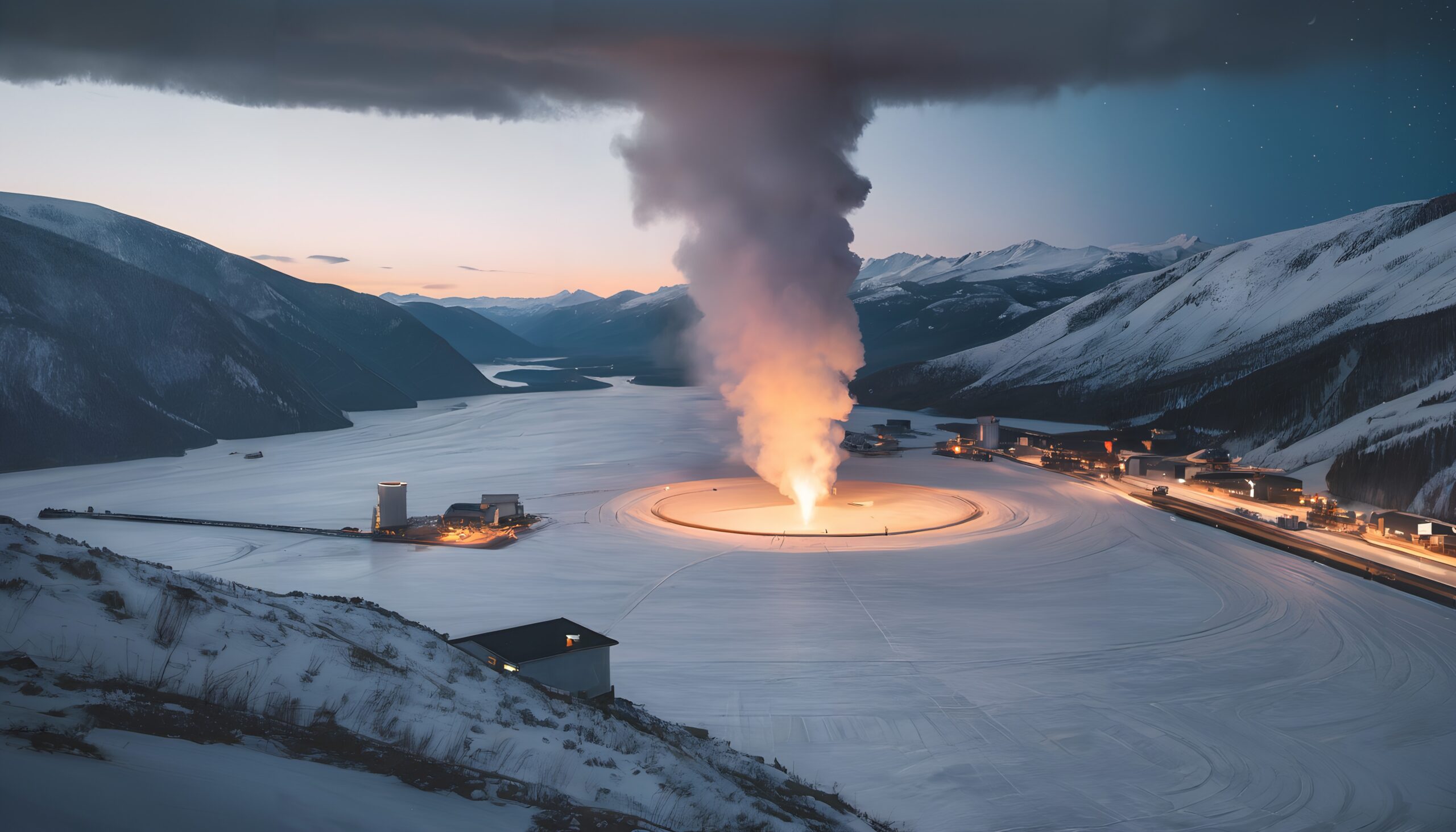 Mountainous Industrial Night Landscape