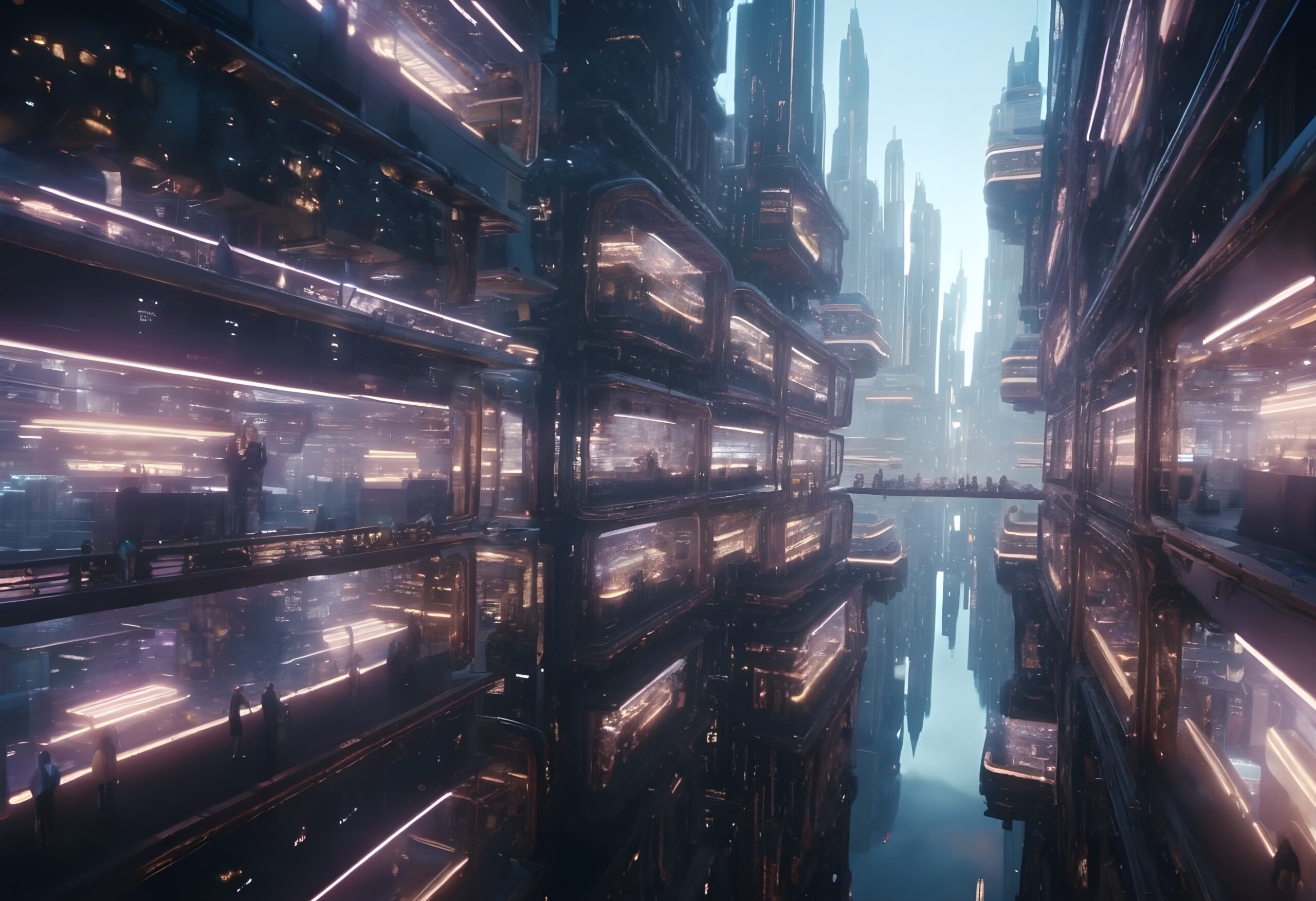Futuristic Cityscape with Skyscrapers