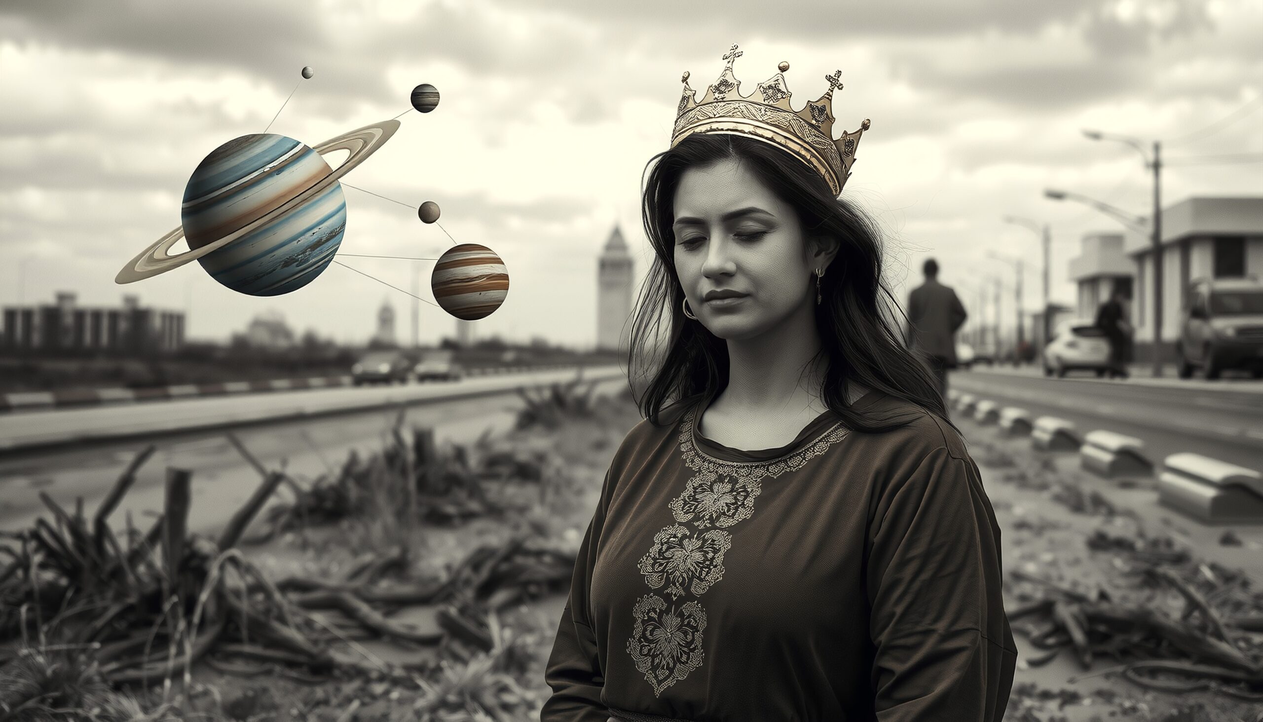 Majestic Crown and Orbiting Planets