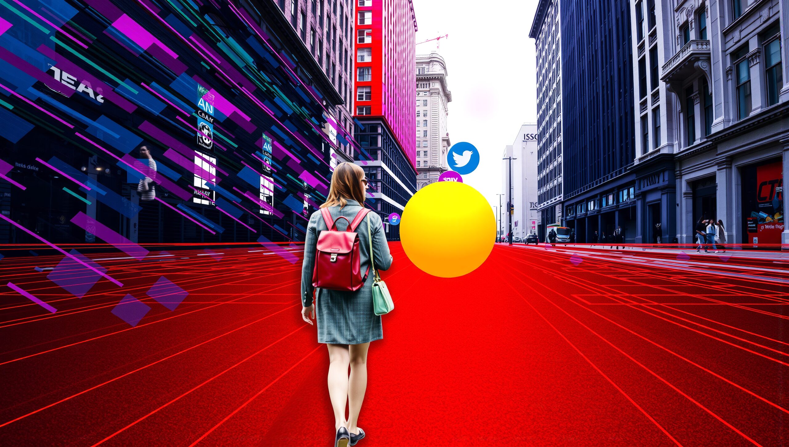 Futuristic Cityscape with Digital Elements