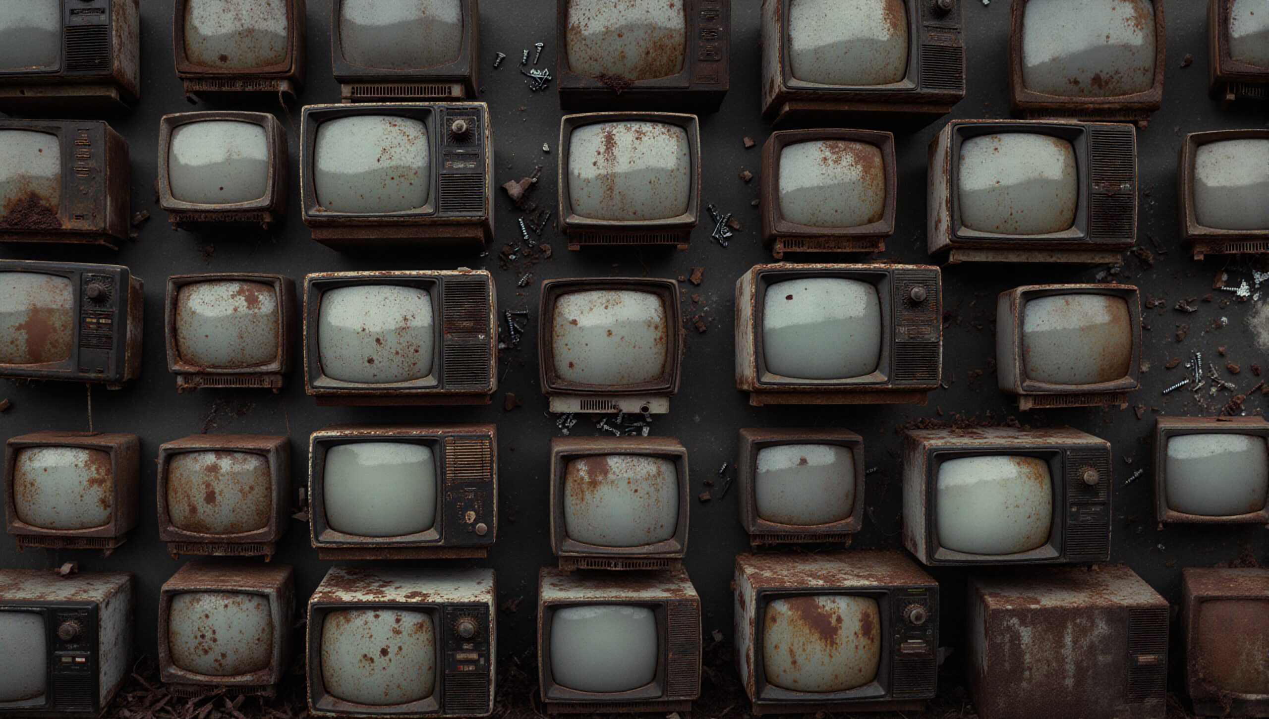Rusty Vintage Televisions on Display