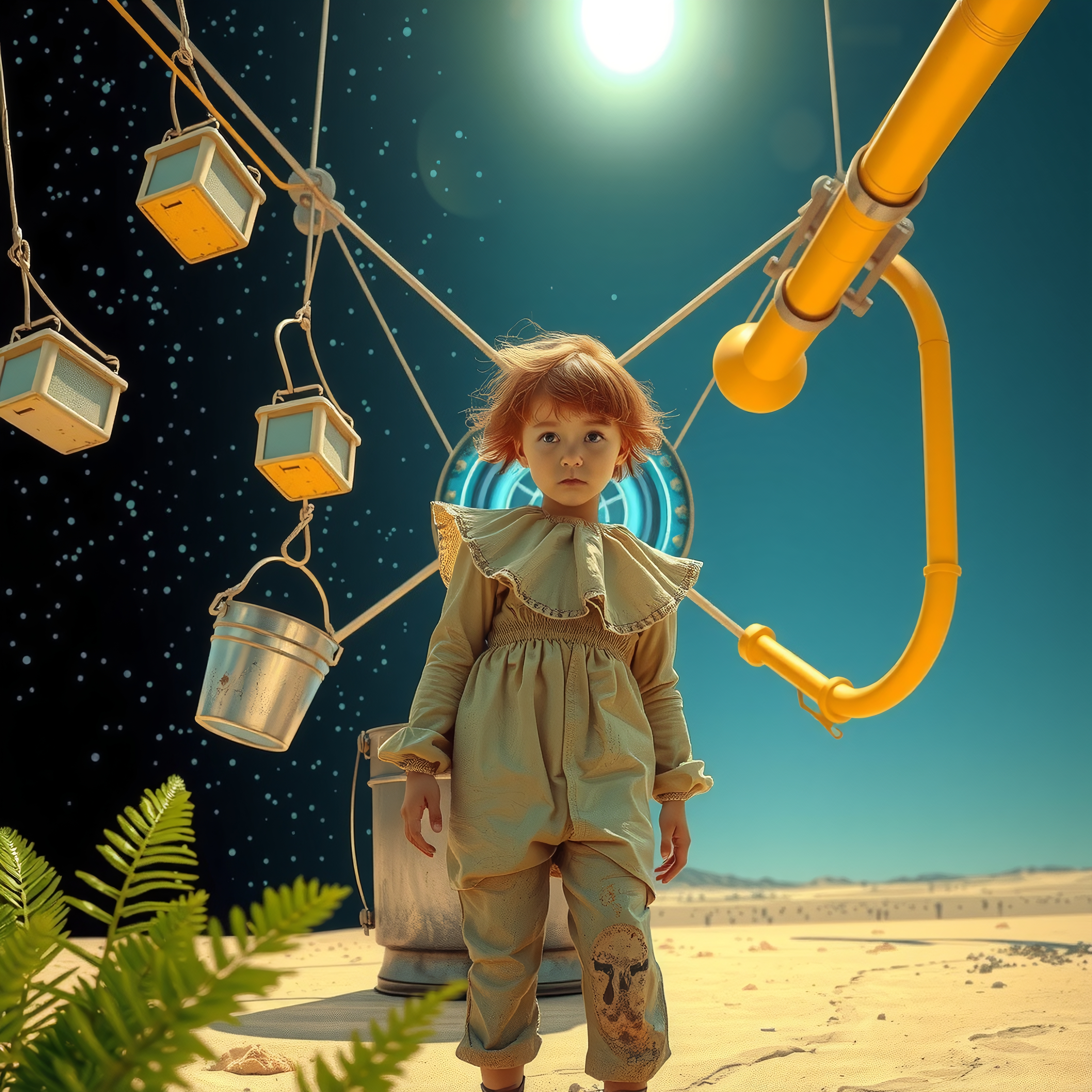 Surreal Child in Desert Landscape