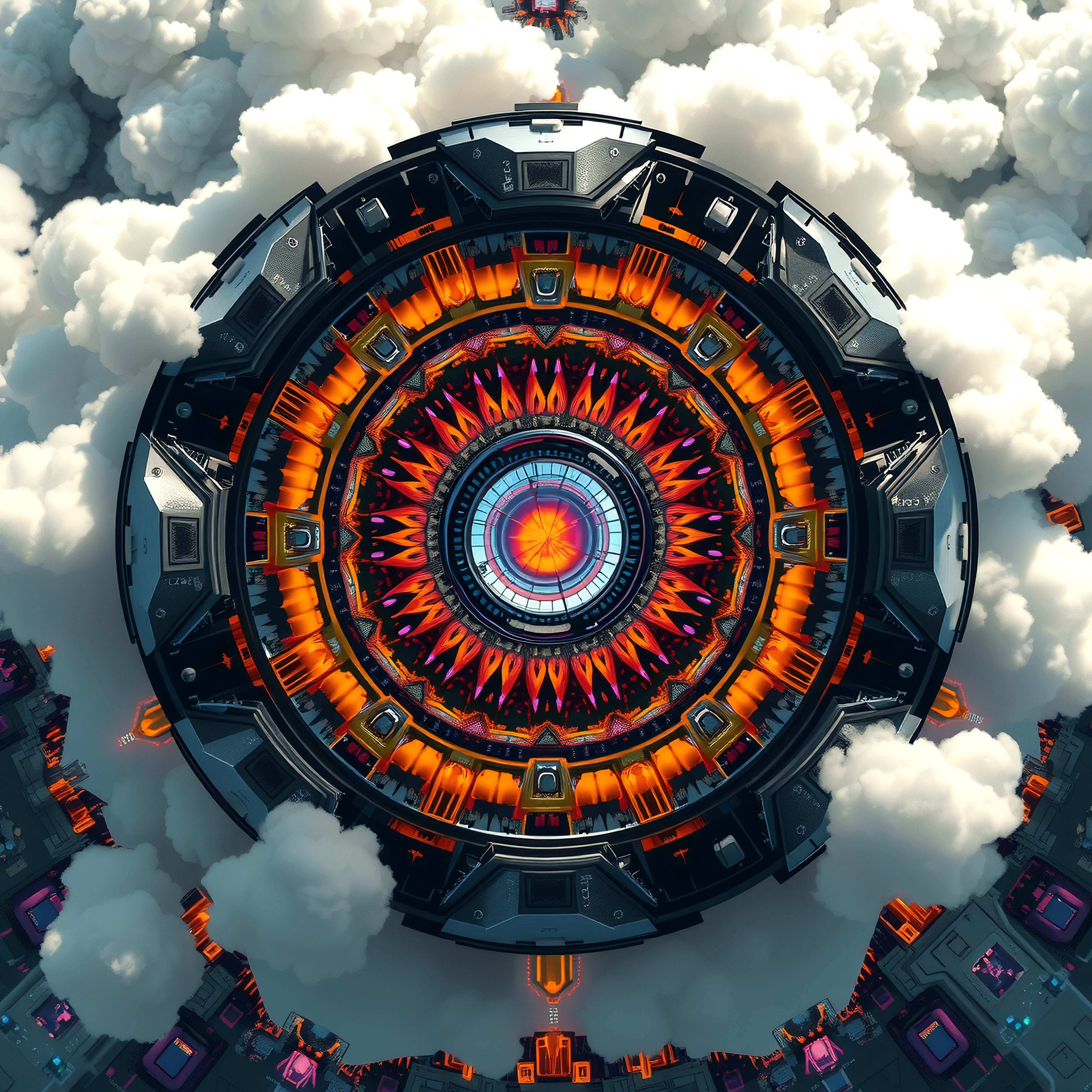 Futuristic Mandala in the Clouds