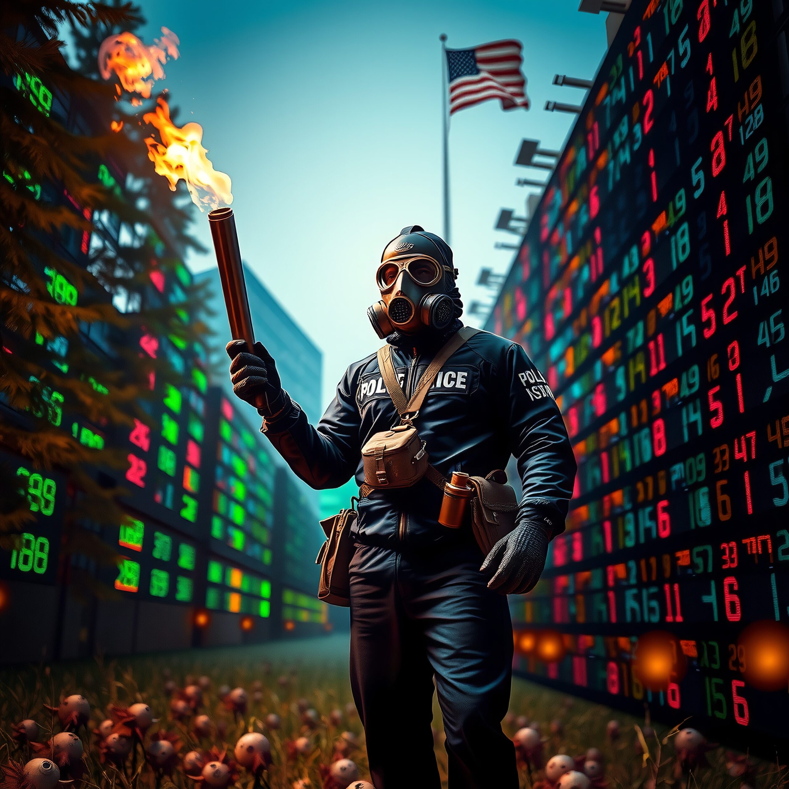 Dystopian Financial World in Flames