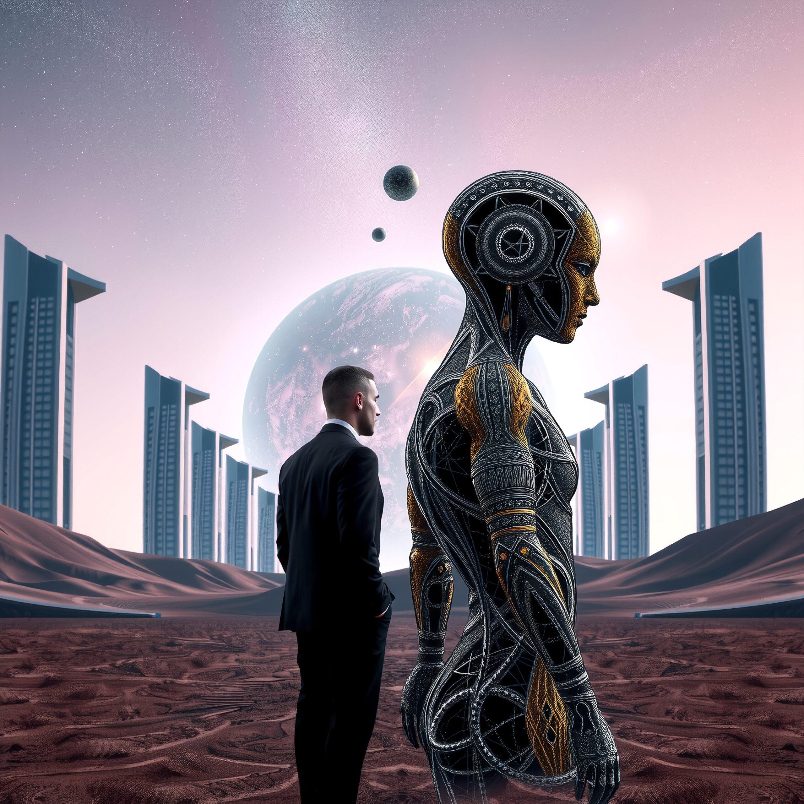 Man and Robot on Mars