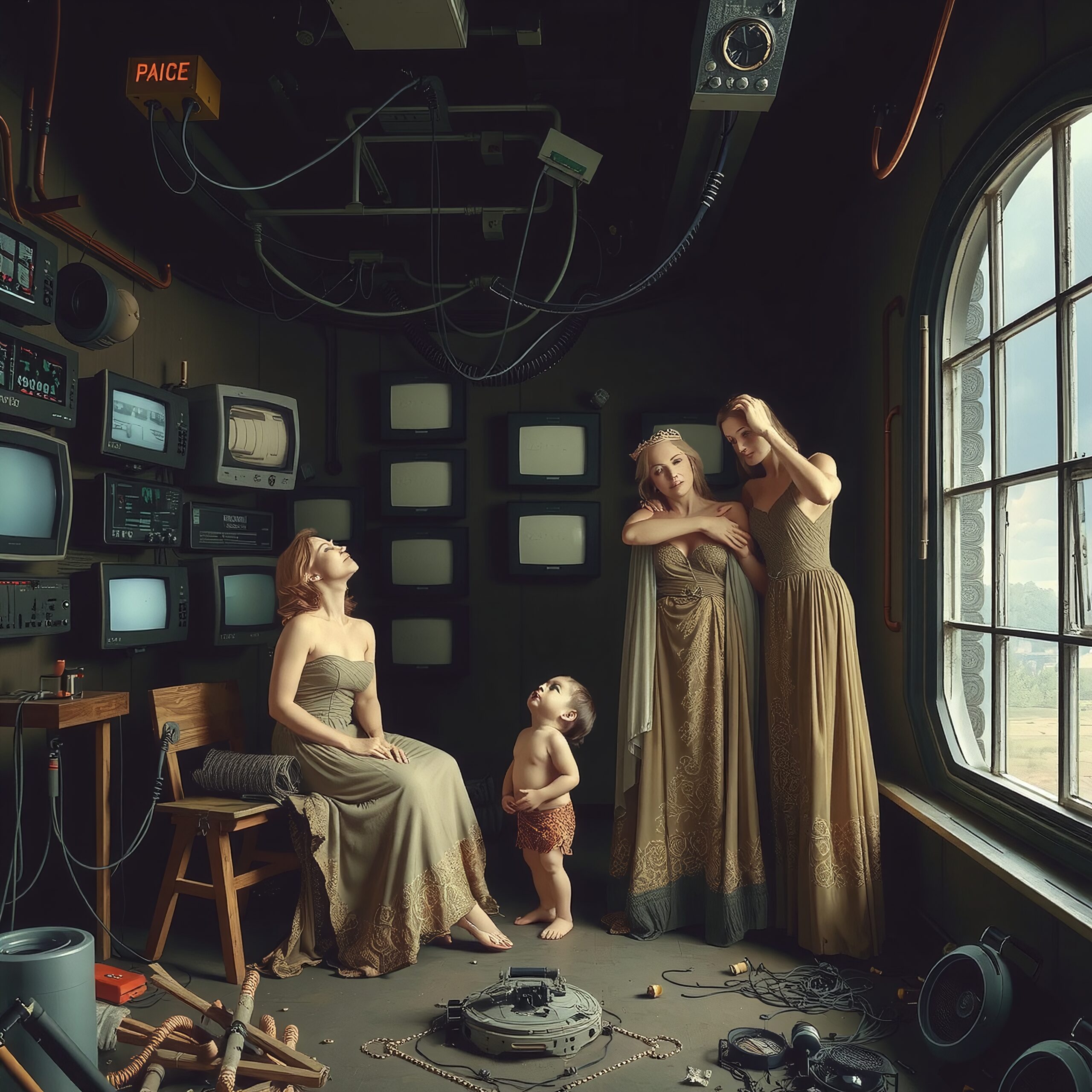 Enigmatic Room with Elegant Figures