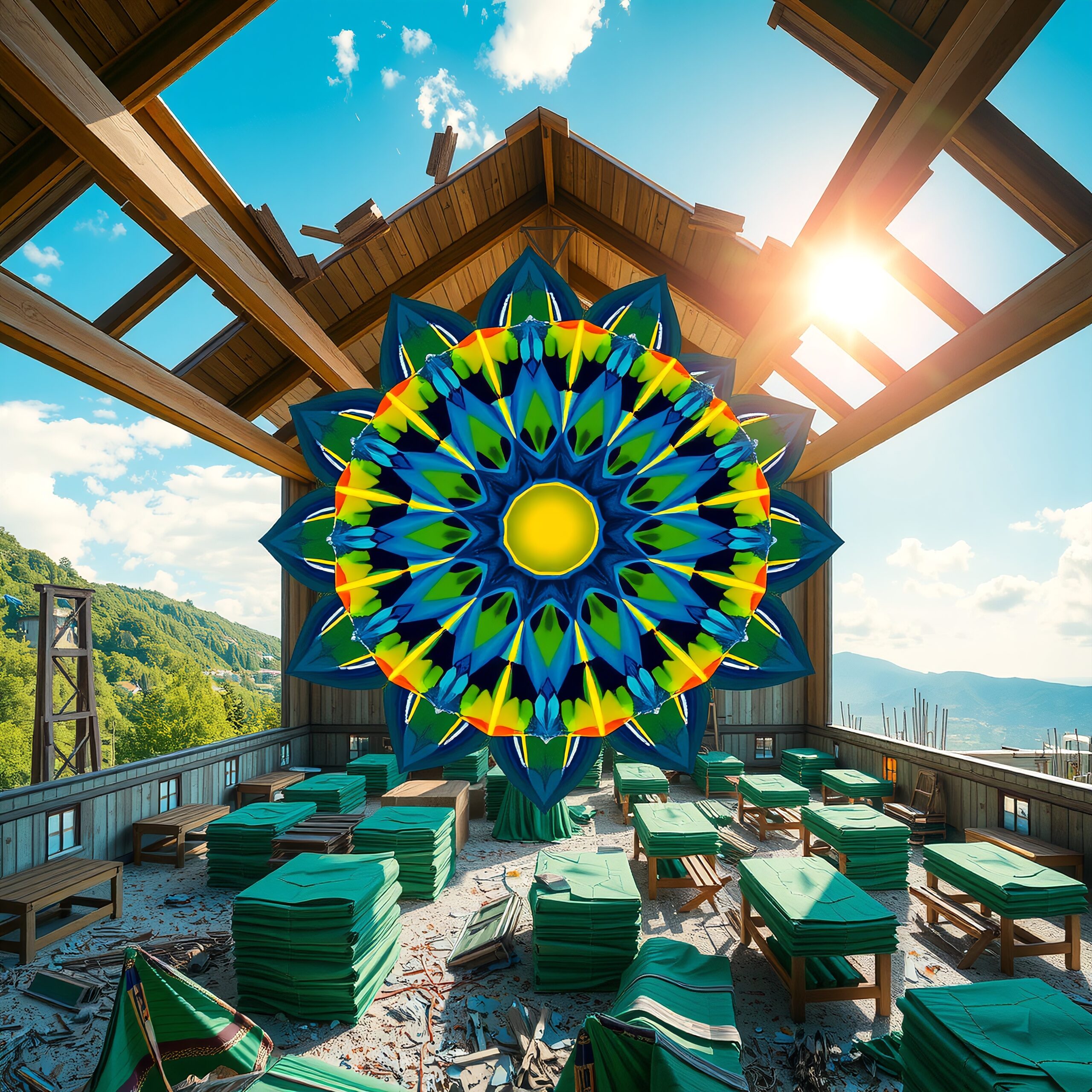 Mandala in Sunlit Construction Site
