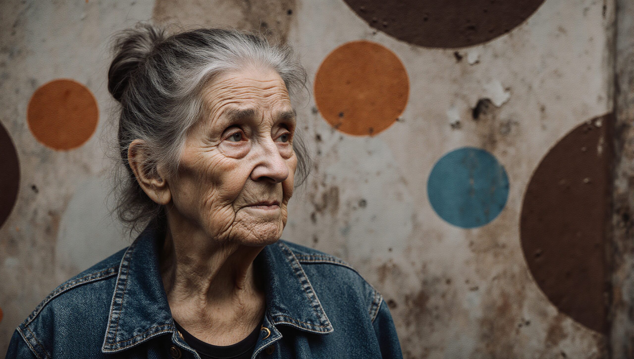 Elderly Woman and Colorful Circles