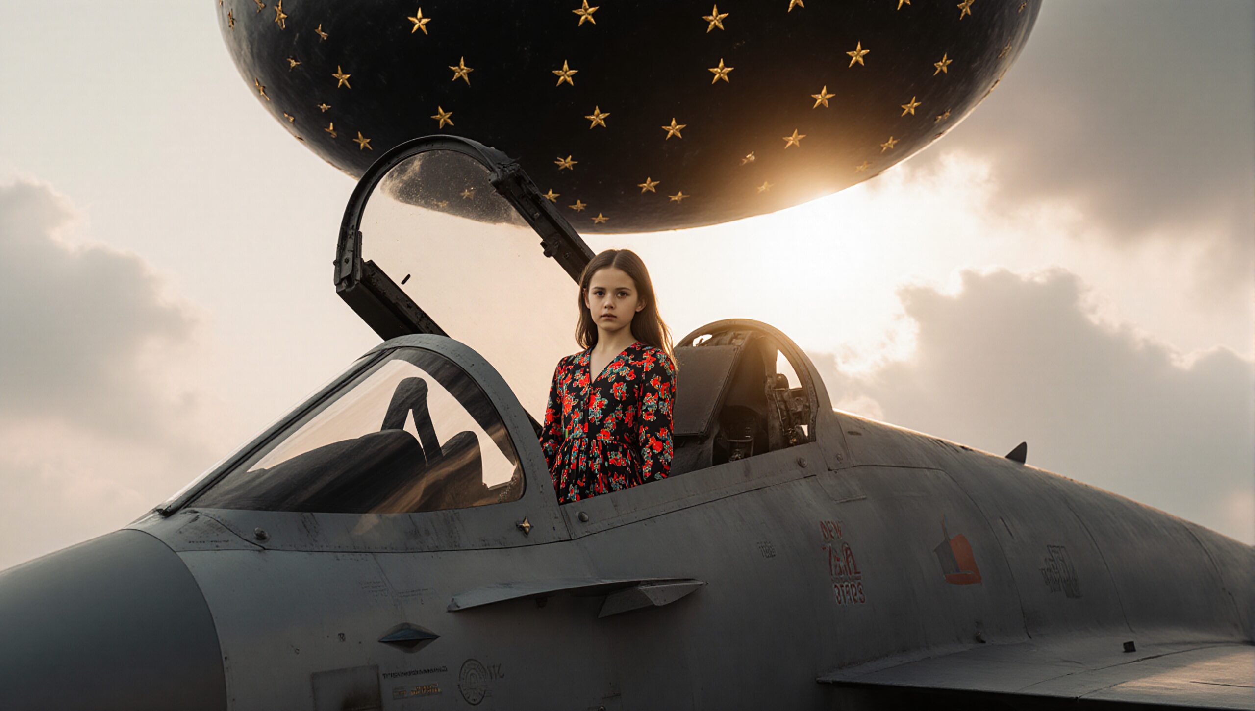 Girl in Fighter Jet Cockpit