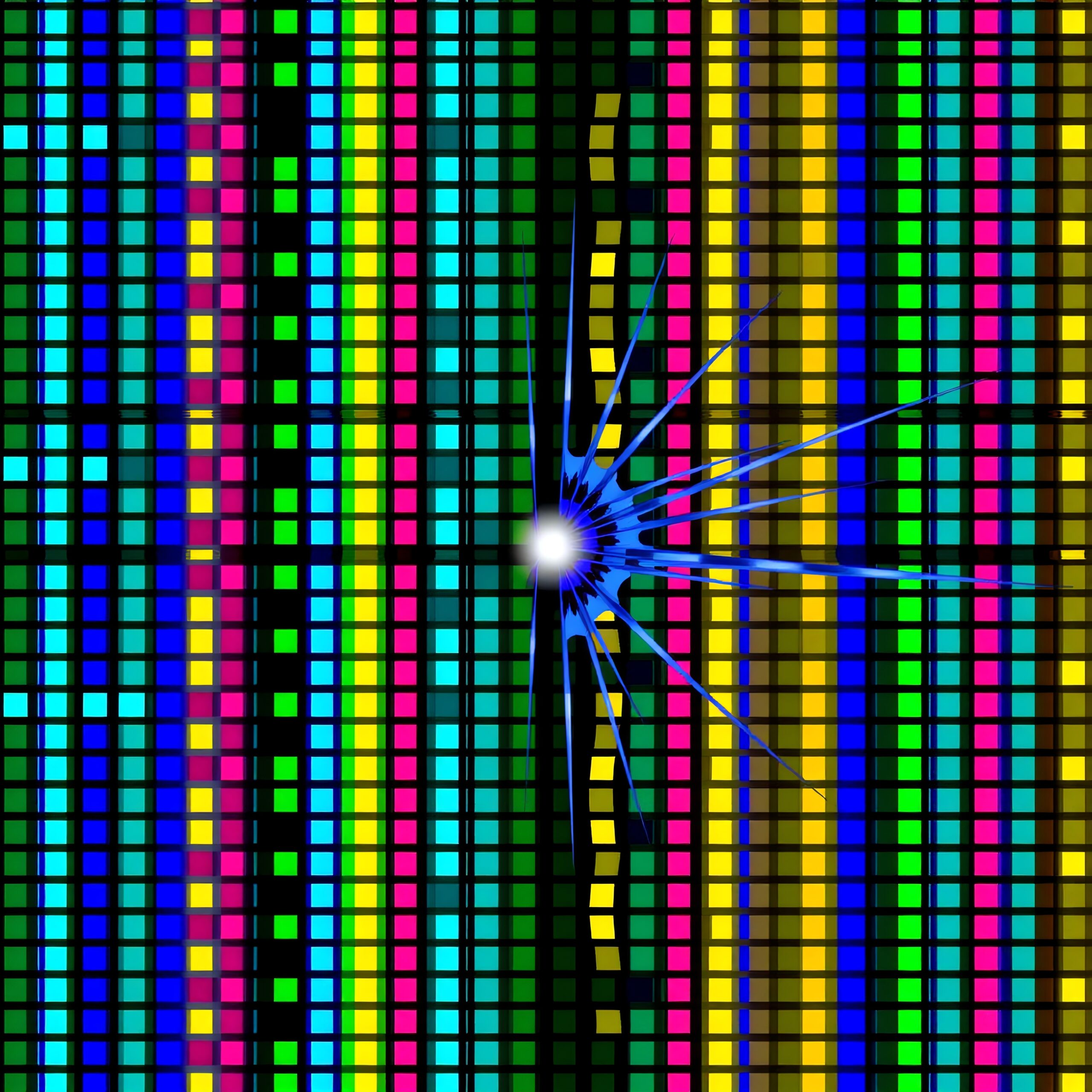 Colorful Grid and Starburst Explosion