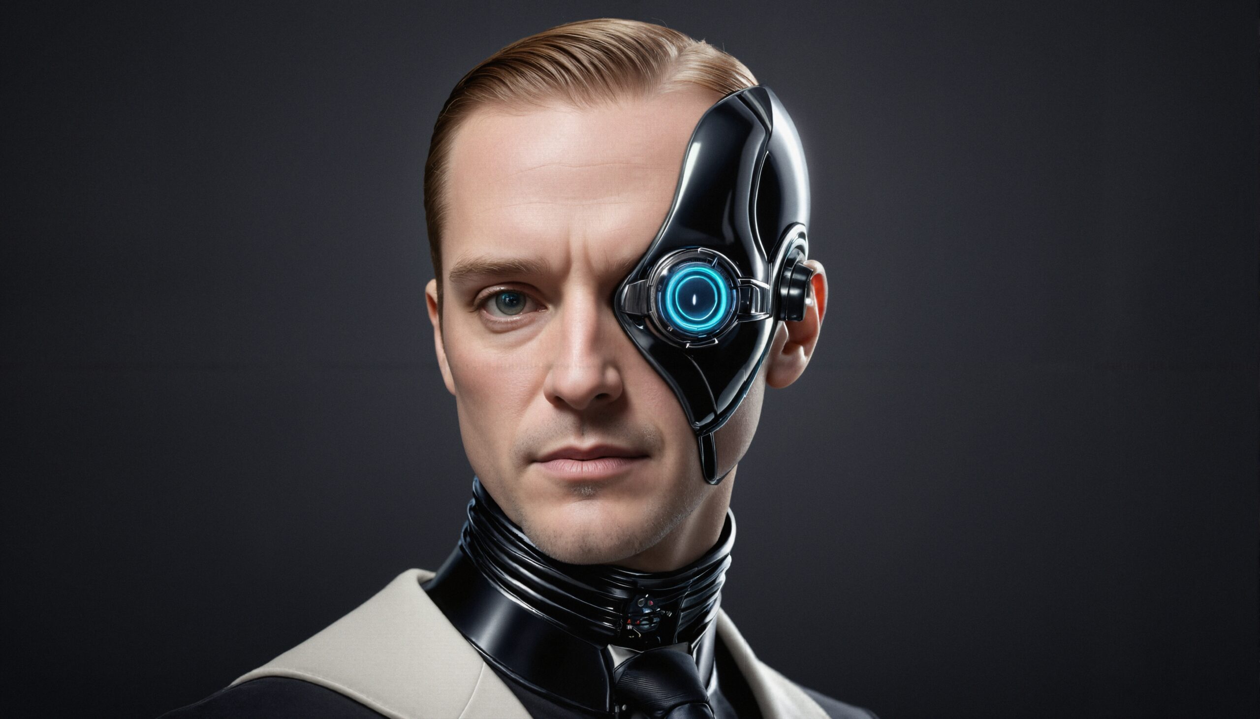 Futuristic Human-Cyborg Hybrid Portrait