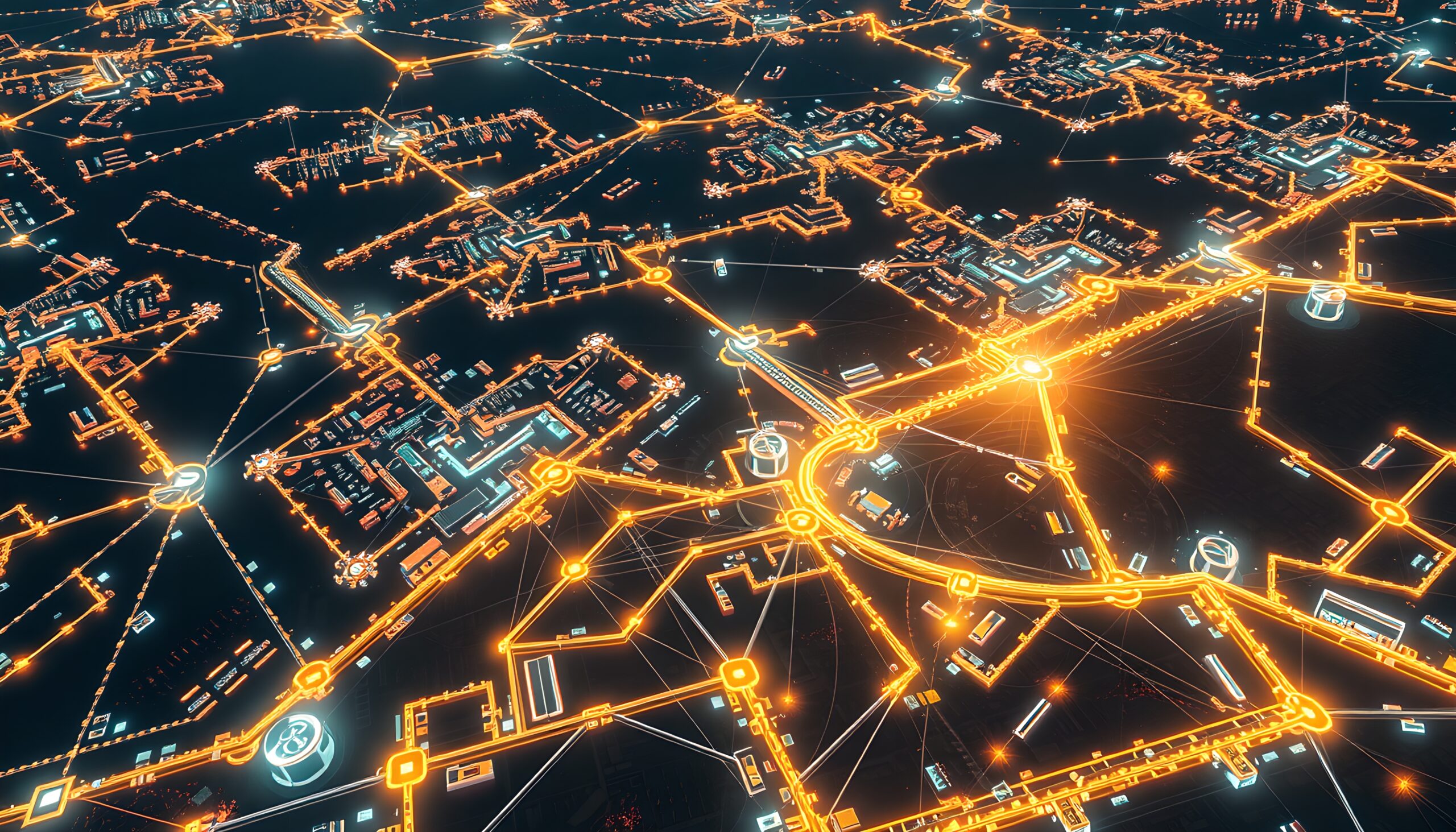 Futuristic Glowing Urban Network Interface