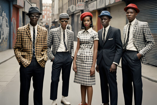 Stylish Group in Classic Ska Fashion on Vintage Urban Street