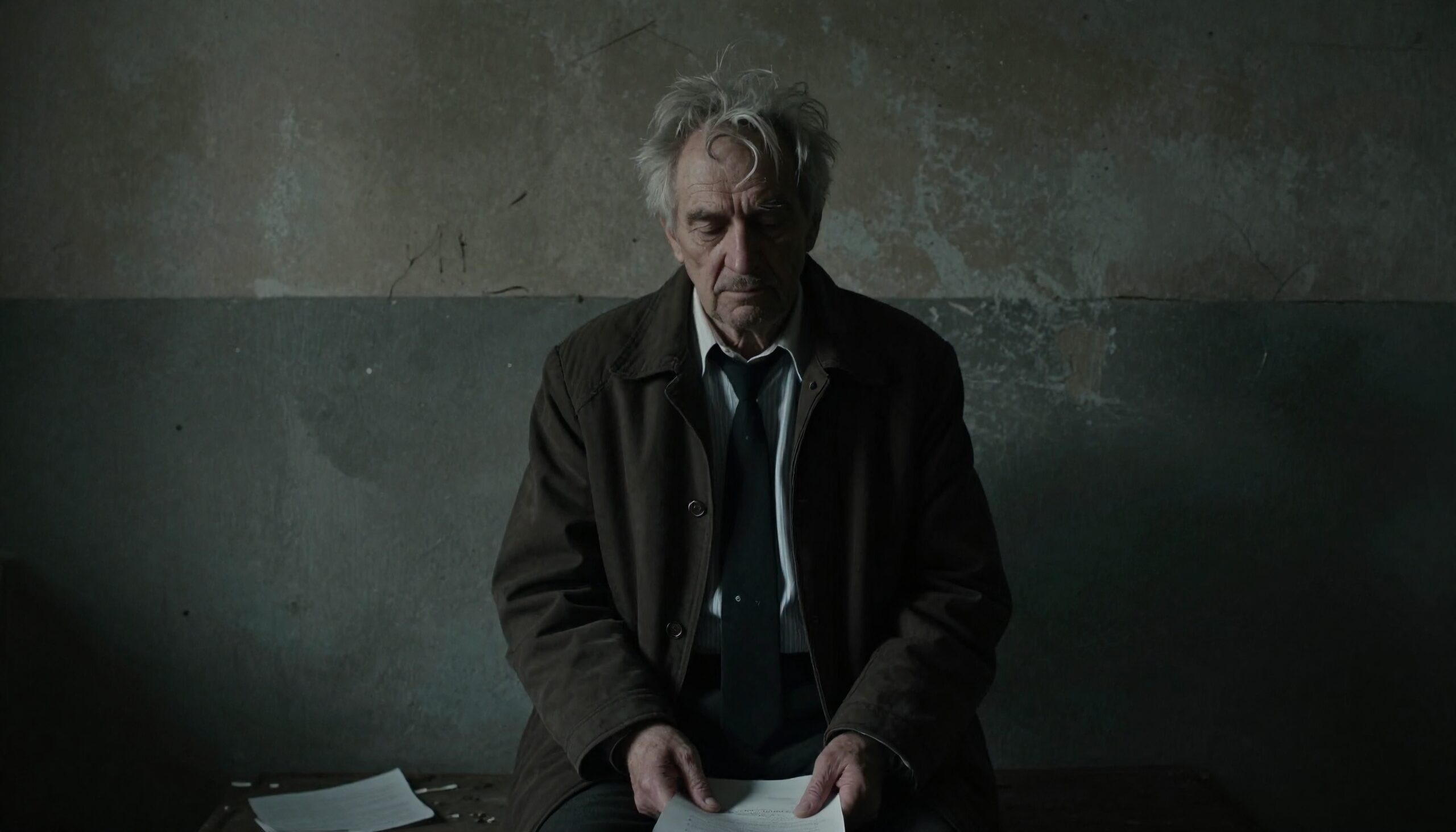 Contemplative Man in Dim Room