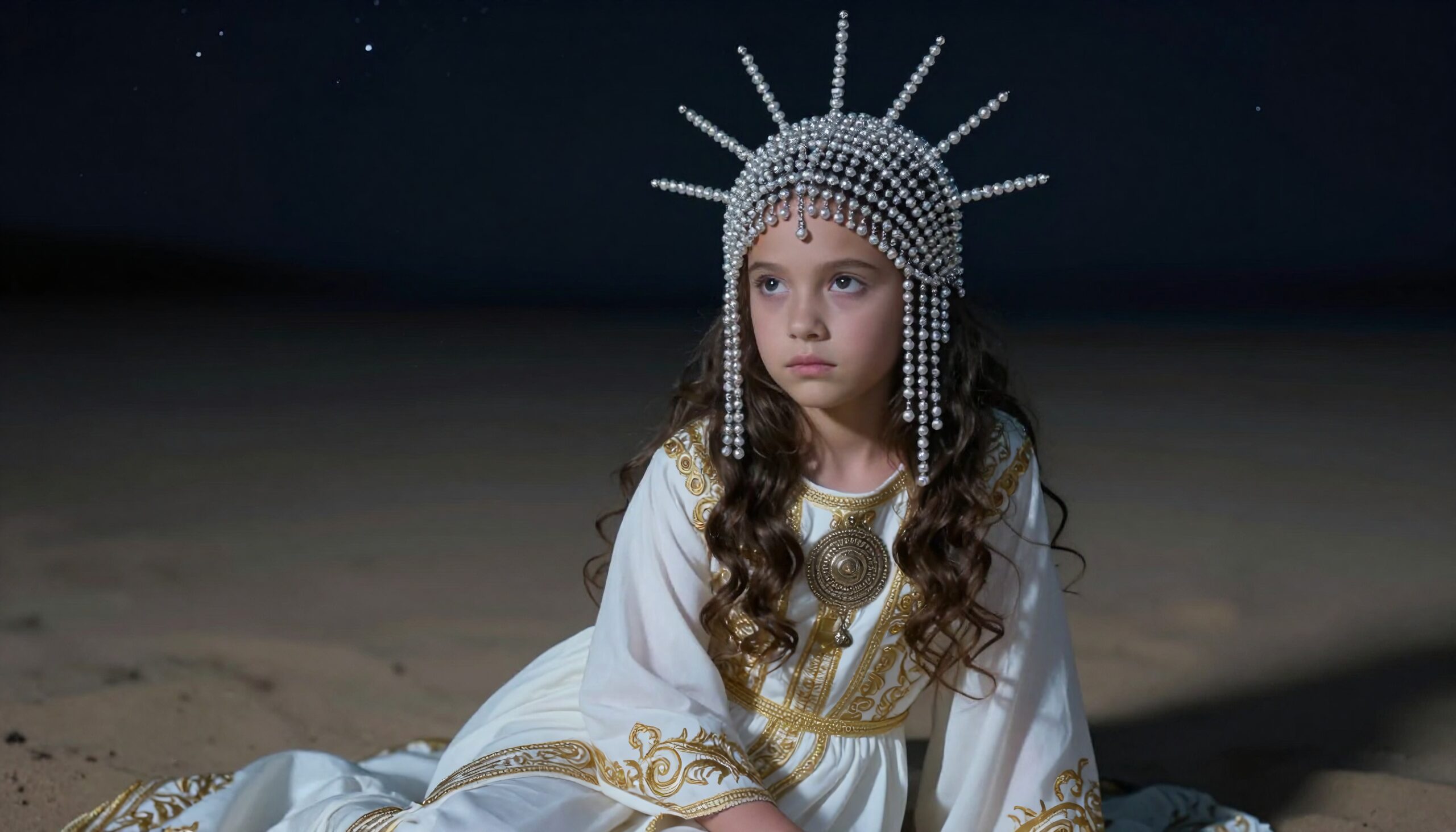 Mystical Star Child under Night Sky