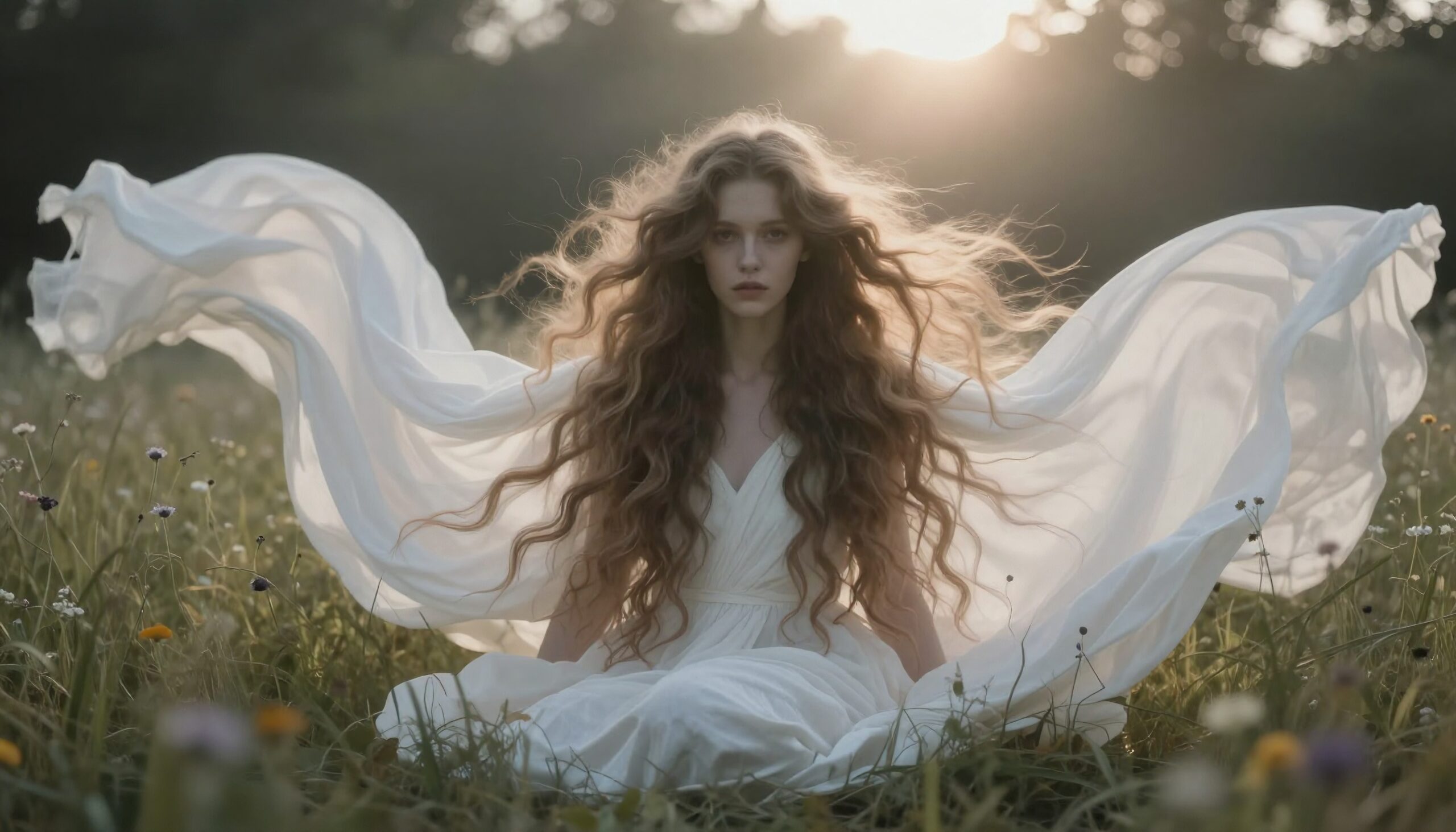 Ethereal Beauty in Sunlit Meadow