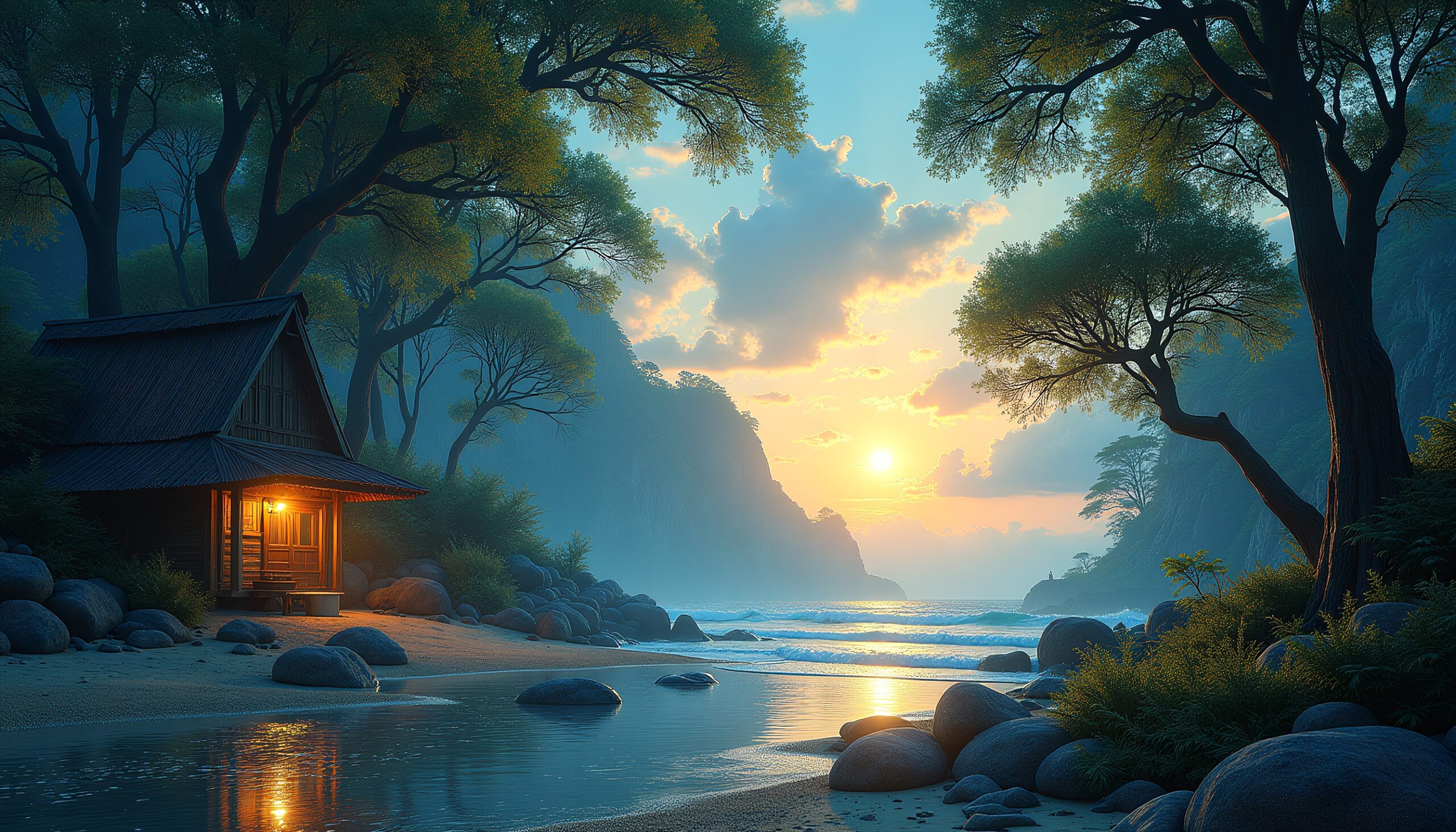 Cabin by the Tranquil Shore