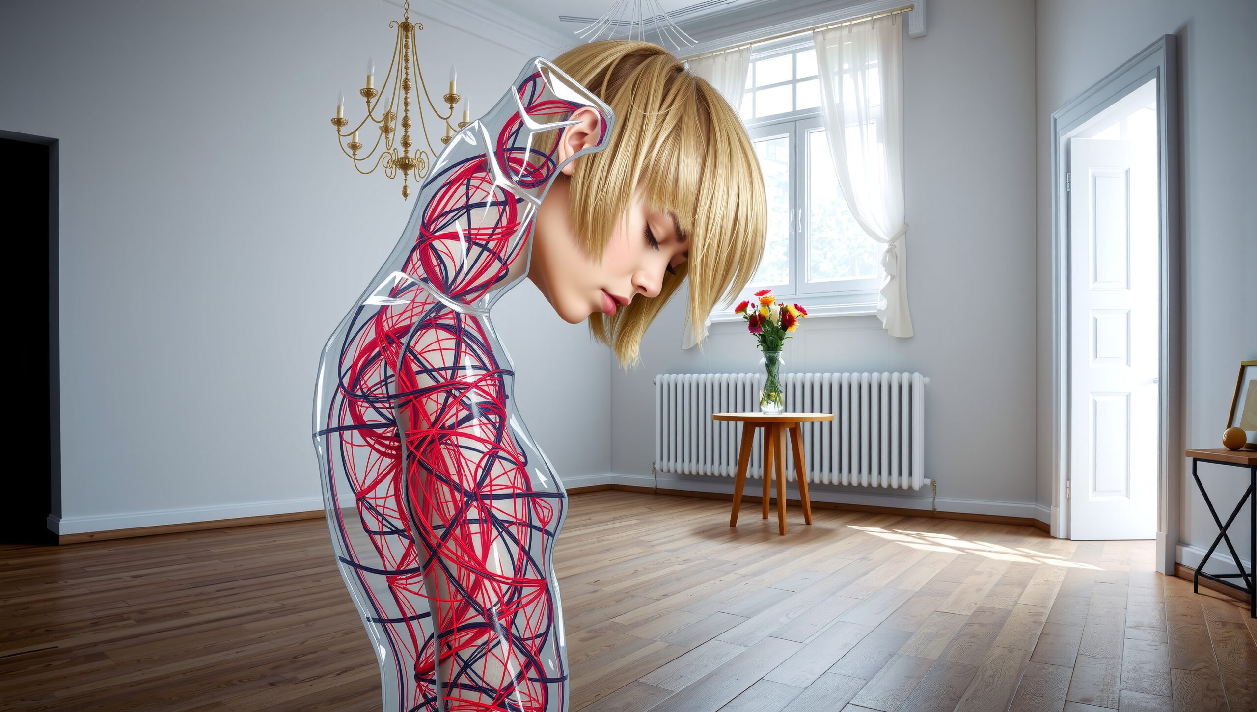 Futuristic Woman in Minimalist Room