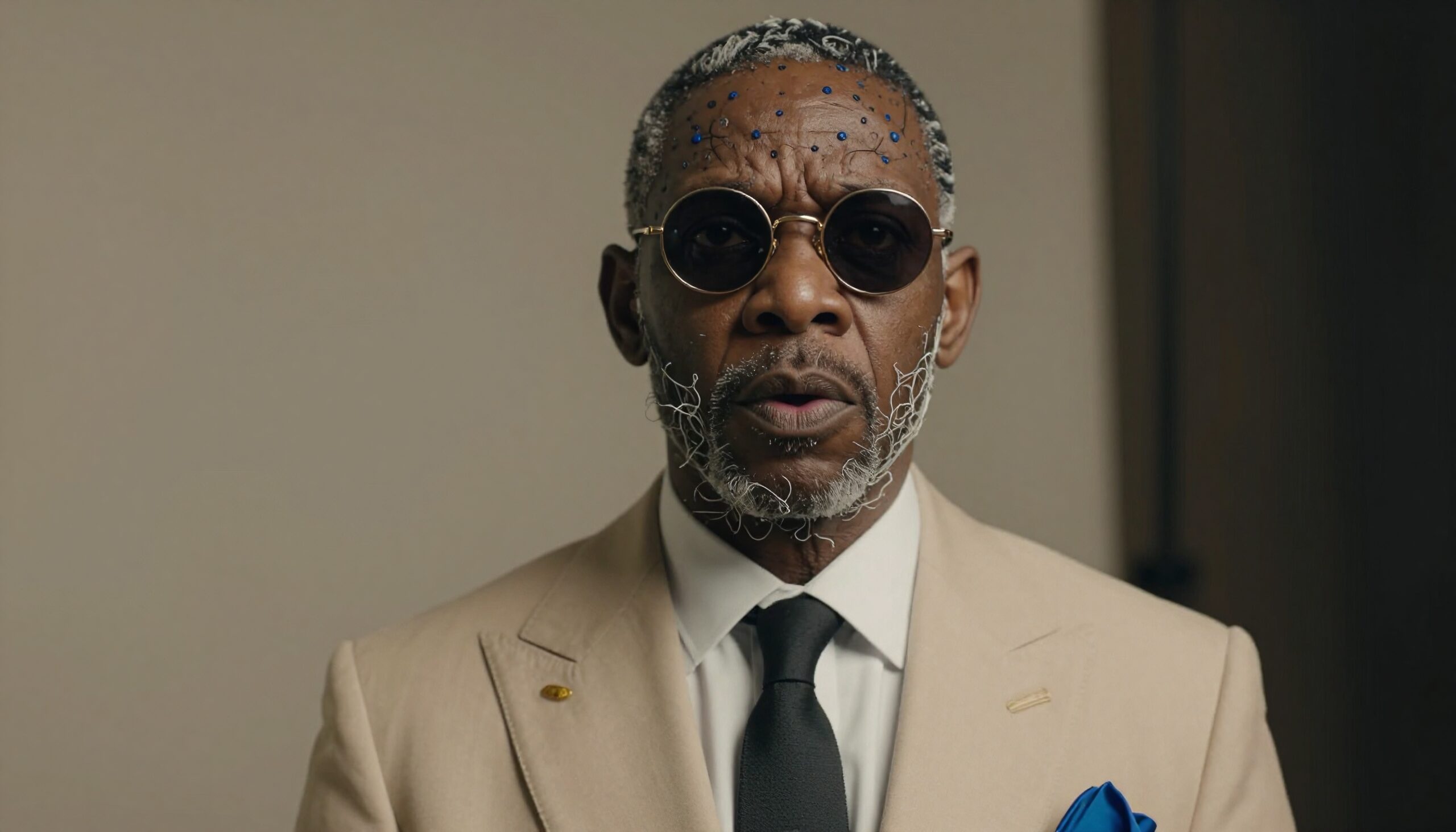 Stylish Elderly Man in Suit and Wires