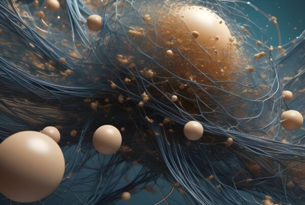 Surreal Cosmic Voyage: Microscopic Universe of Abstract Spheres and Filaments