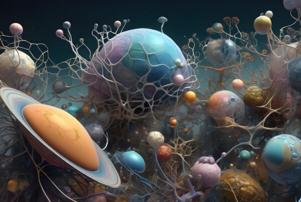 Surreal Multiverse: Interconnected Celestial Spheres and Cosmic Web