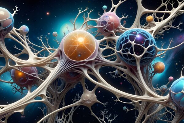 Surreal Cosmic Network with Glowing Spheres