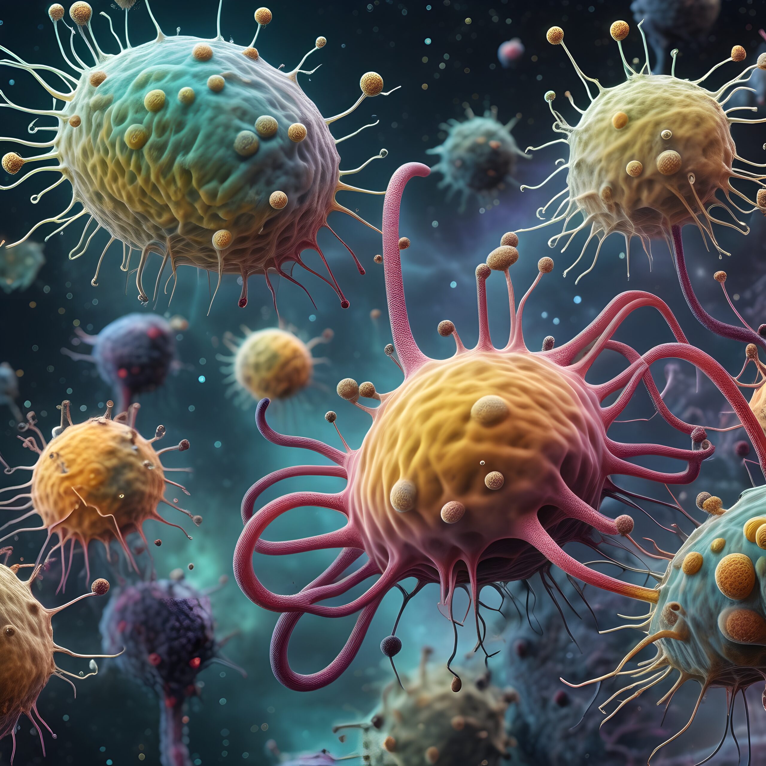 Colorful Close-Up of Microscopic Organisms