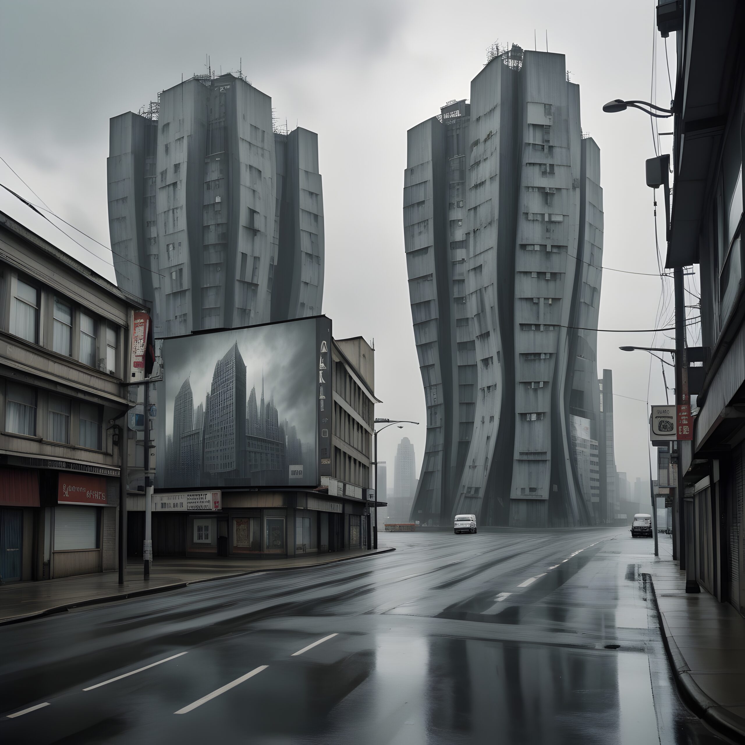 Futuristic Twisted Urban Skyscrapers Scene