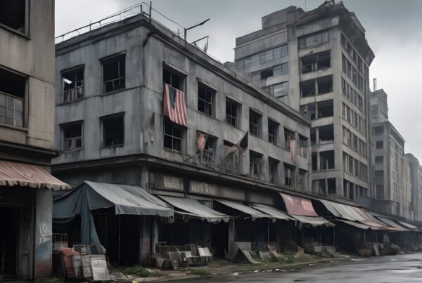 Abandoned Urban Street with Dilapidated Buildings